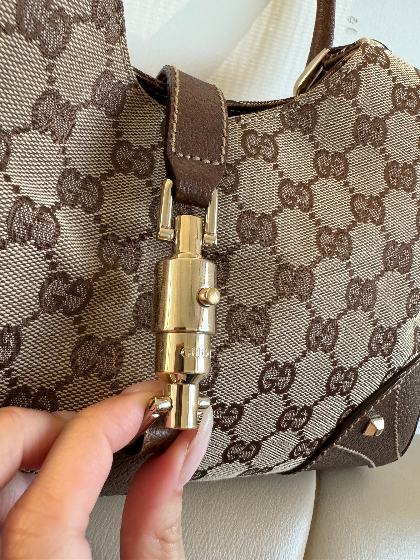 Gucci GG Nailhead Jackie Bardot Bag