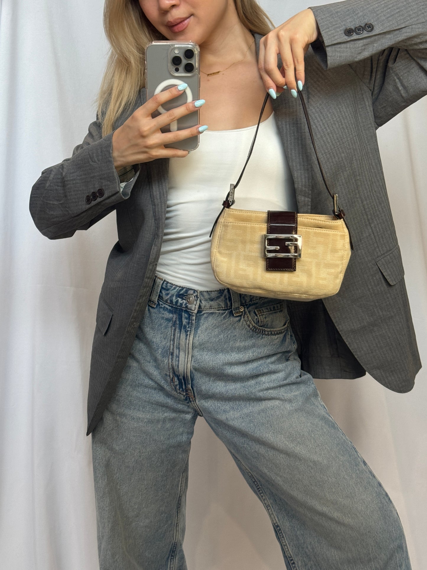 Fendi Zucca Baguette Shoulder Bag
