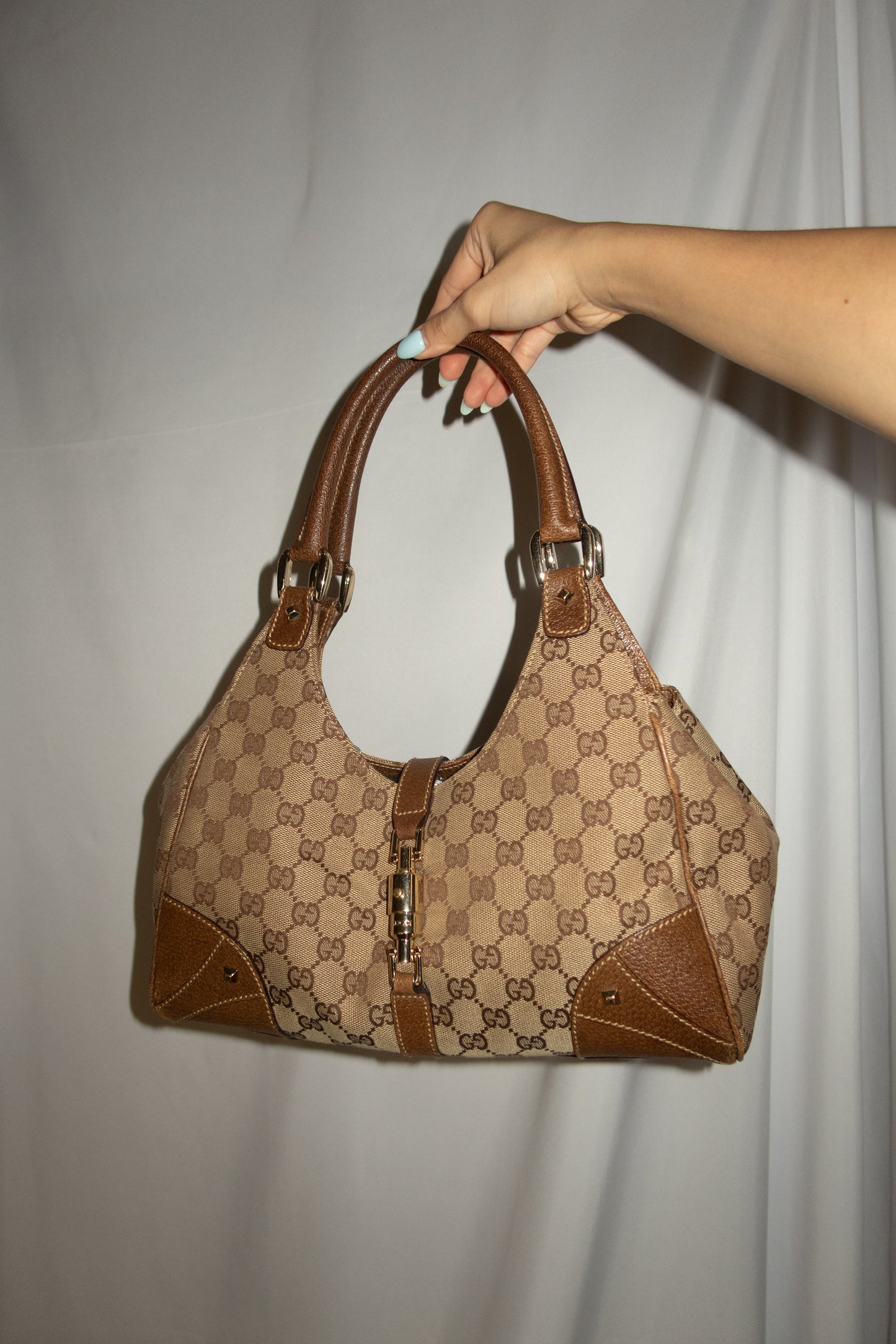 Gucci GG Nailhead Jackie Bardot Bag