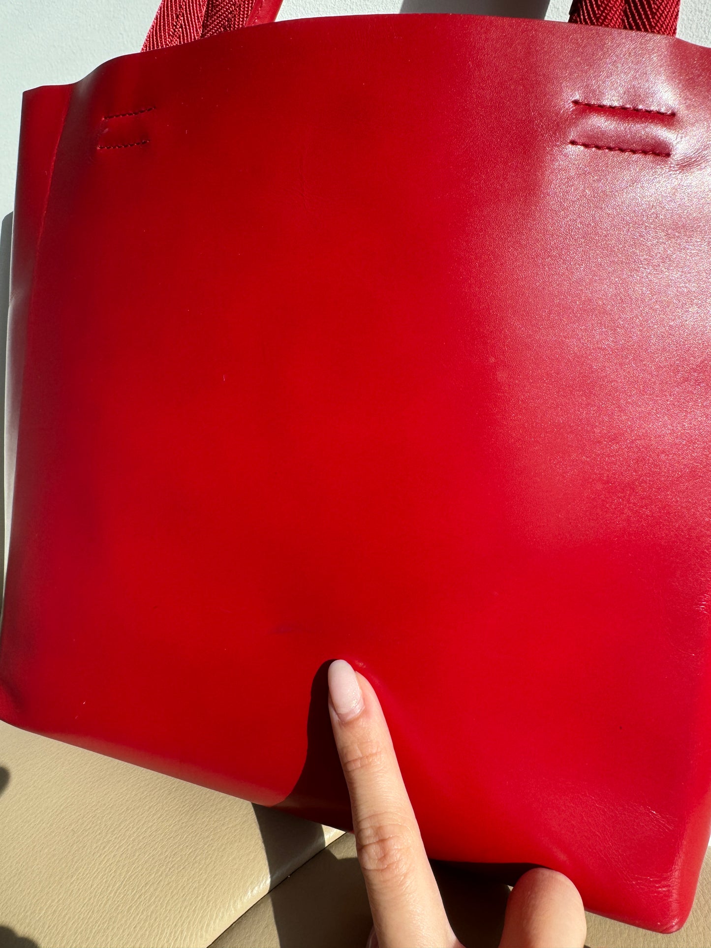 Prada Red Leather Tote Bag