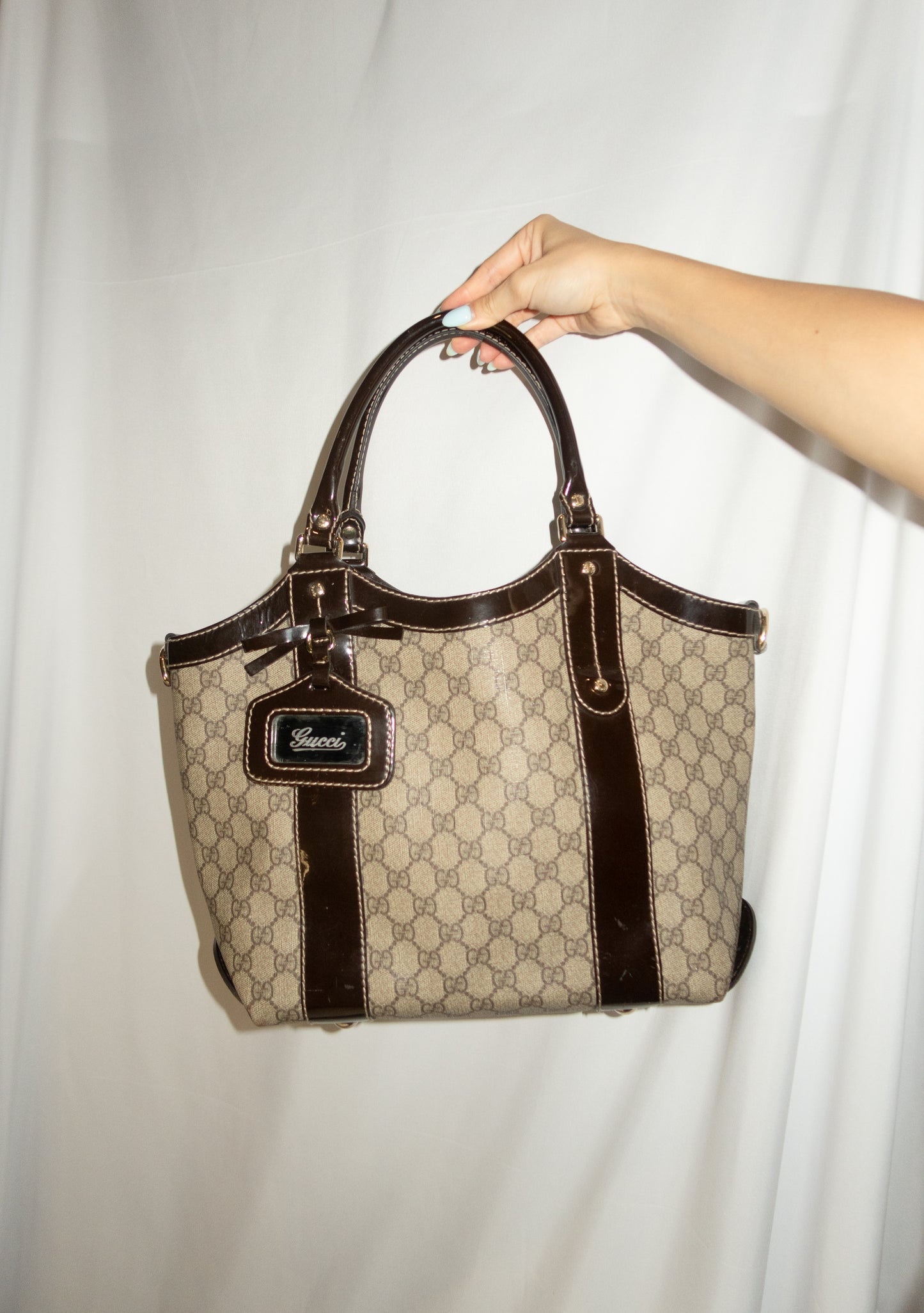 Gucci Monogram Bow Vanity Tote Bag