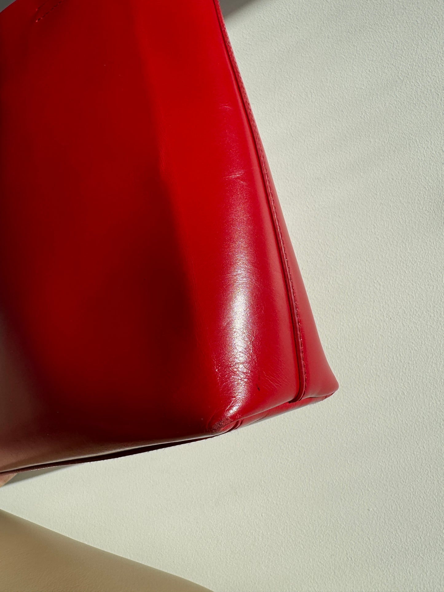 Prada Red Leather Tote Bag