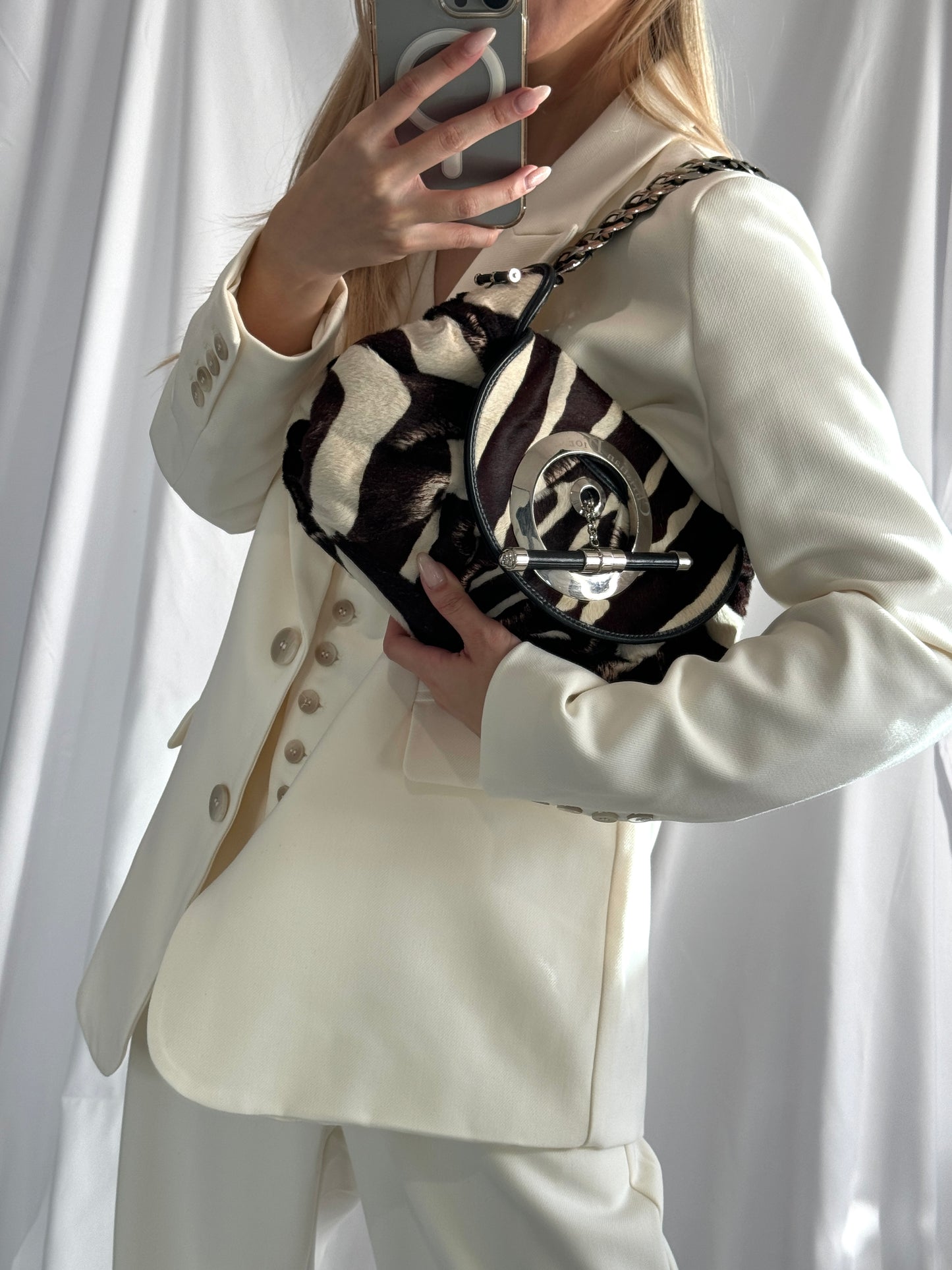 Christian Dior Jazz Club Pony Hair Zebra Print Shoulder Bag