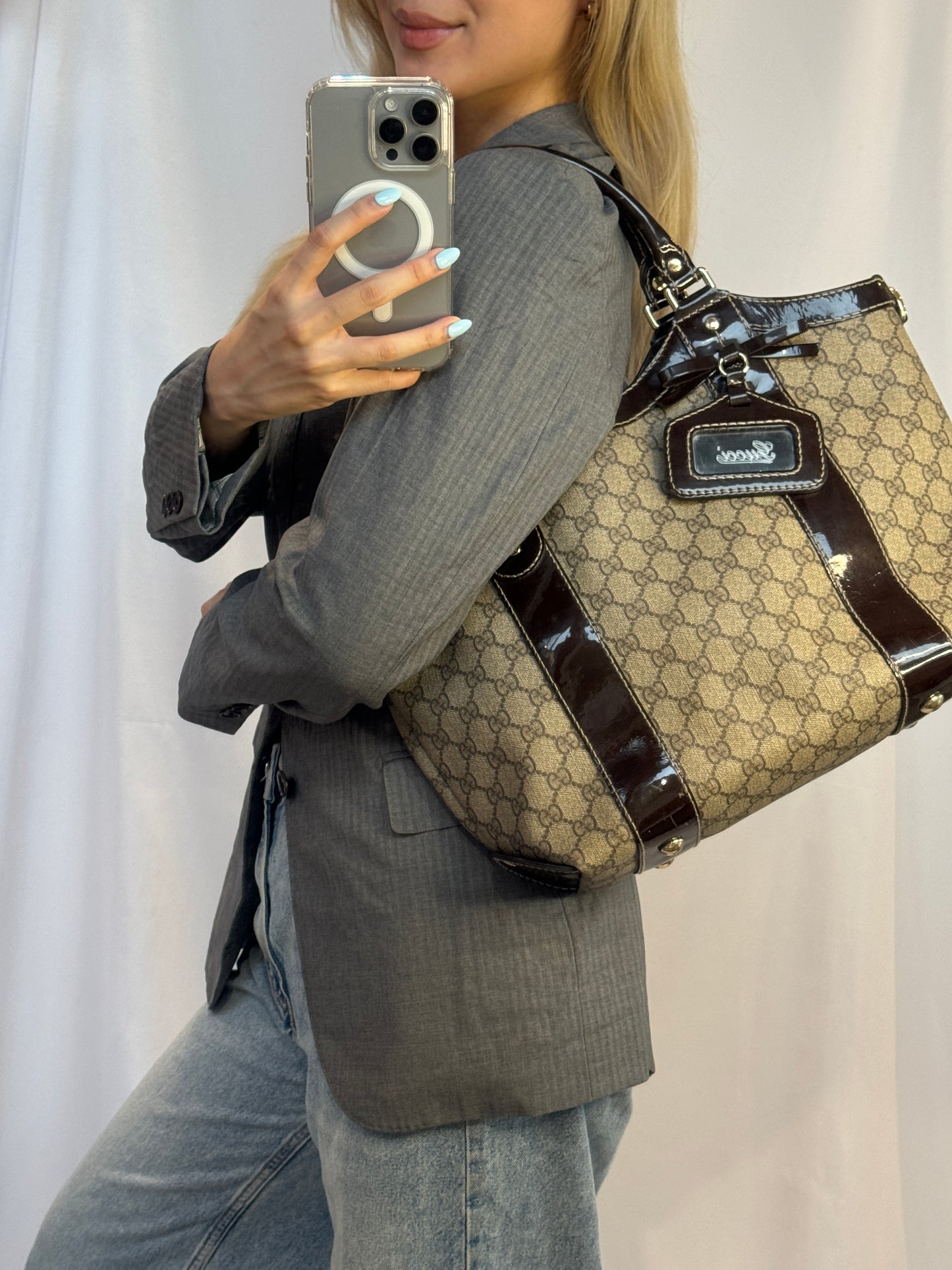 Gucci Monogram Bow Vanity Tote Bag
