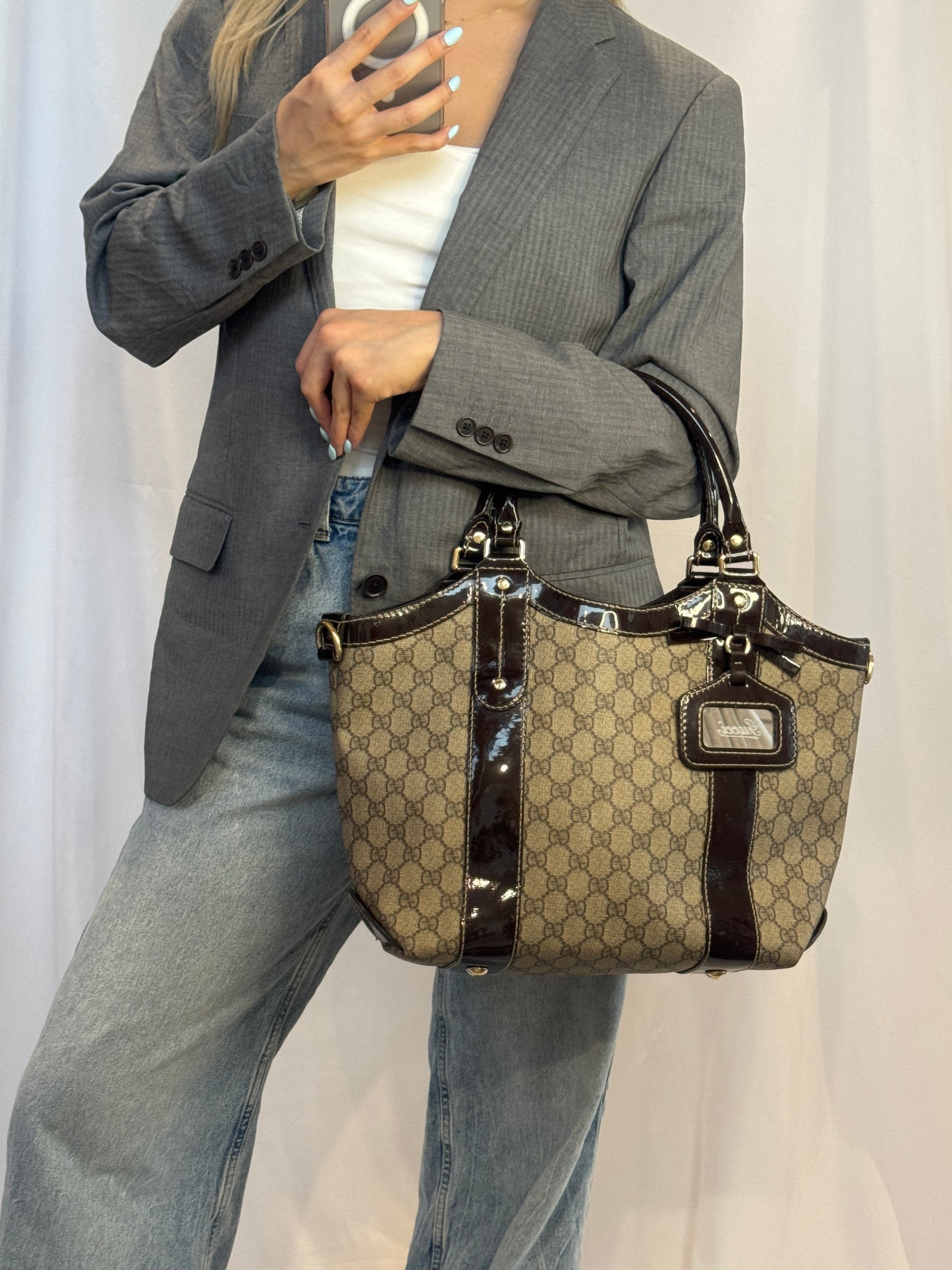 Gucci Monogram Bow Vanity Tote Bag