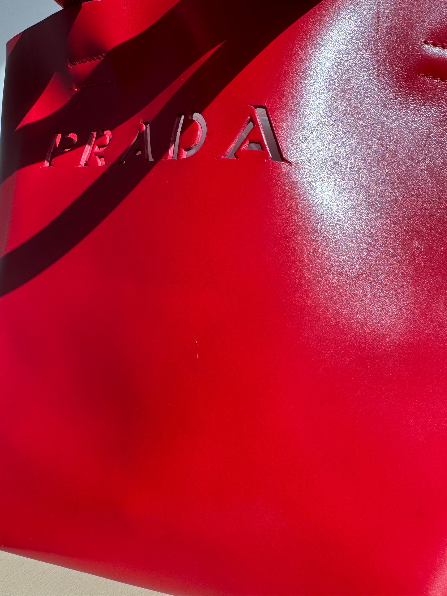 Prada Red Leather Tote Bag