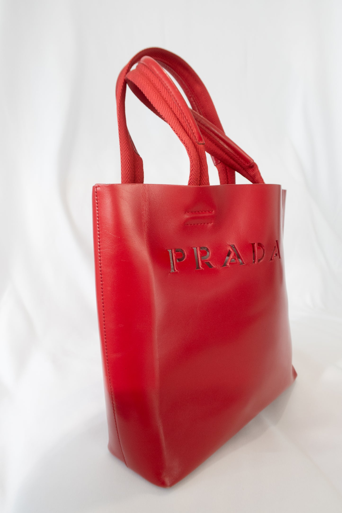 Prada Red Leather Tote Bag
