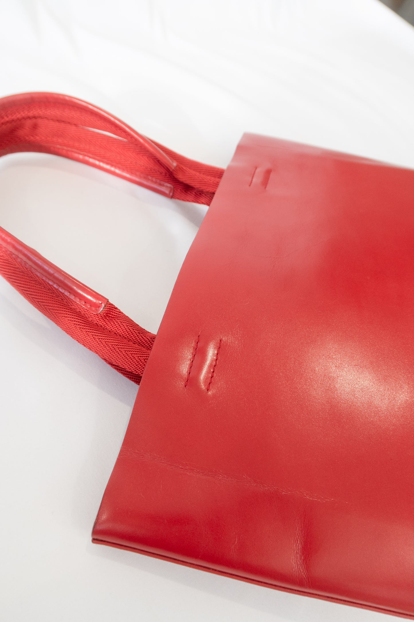 Prada Red Leather Tote Bag