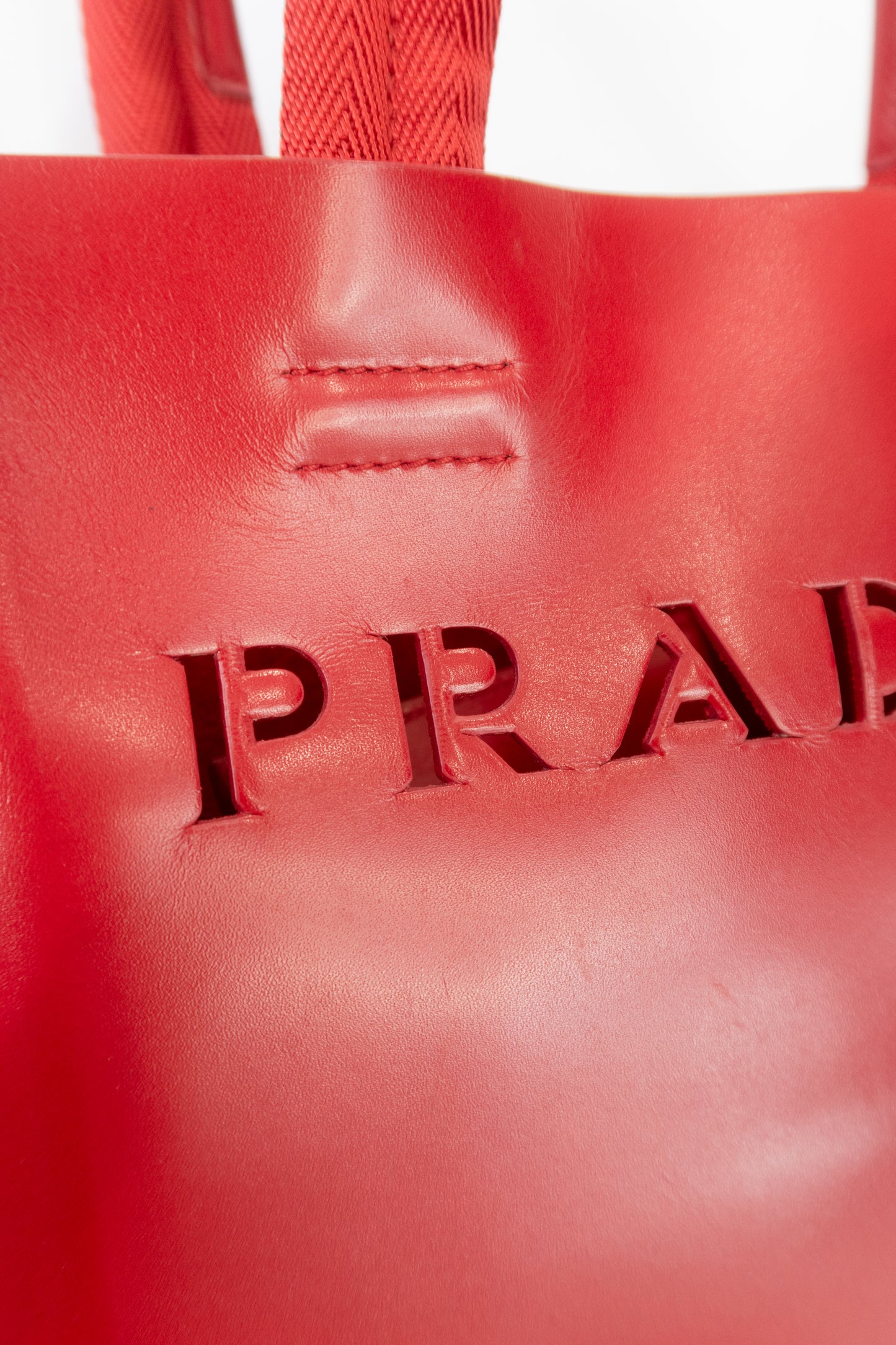Vintage Prada Red Leather Tote Bag