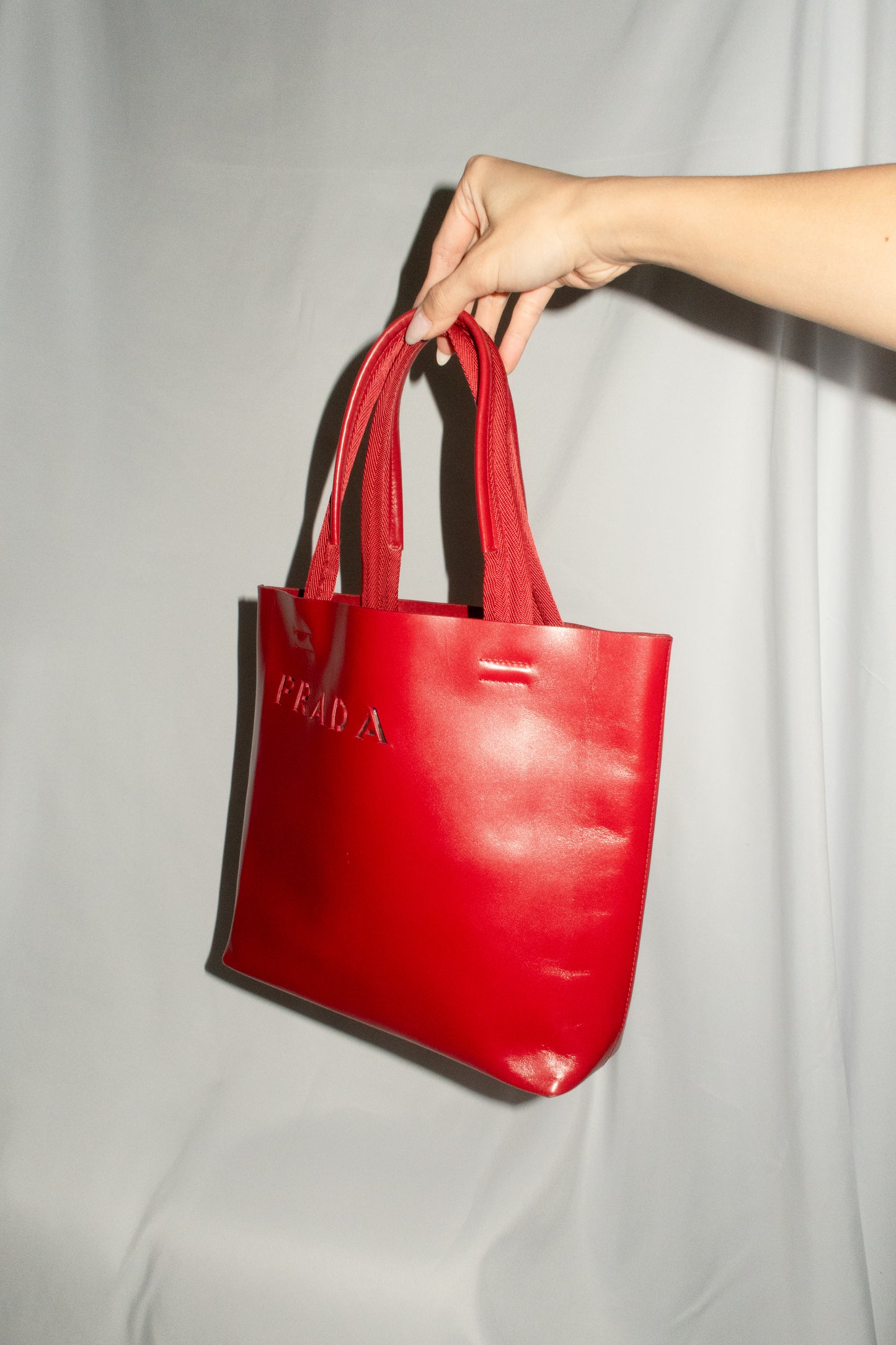 Prada Red Leather Tote Bag