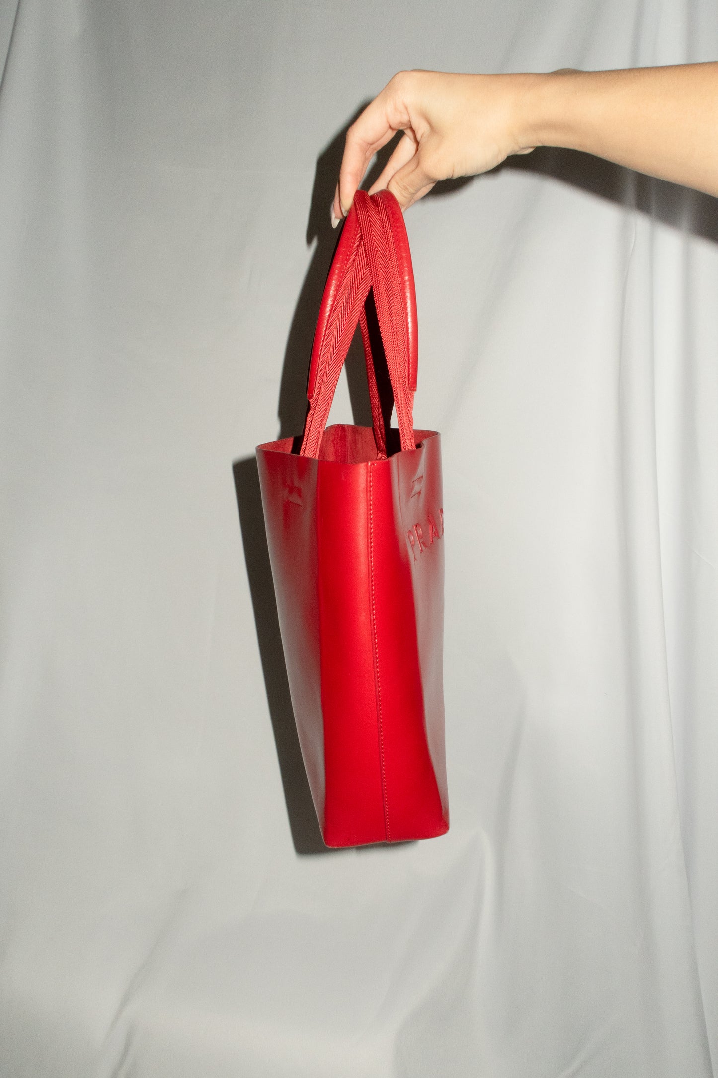 Vintage Prada Red Leather Tote Bag