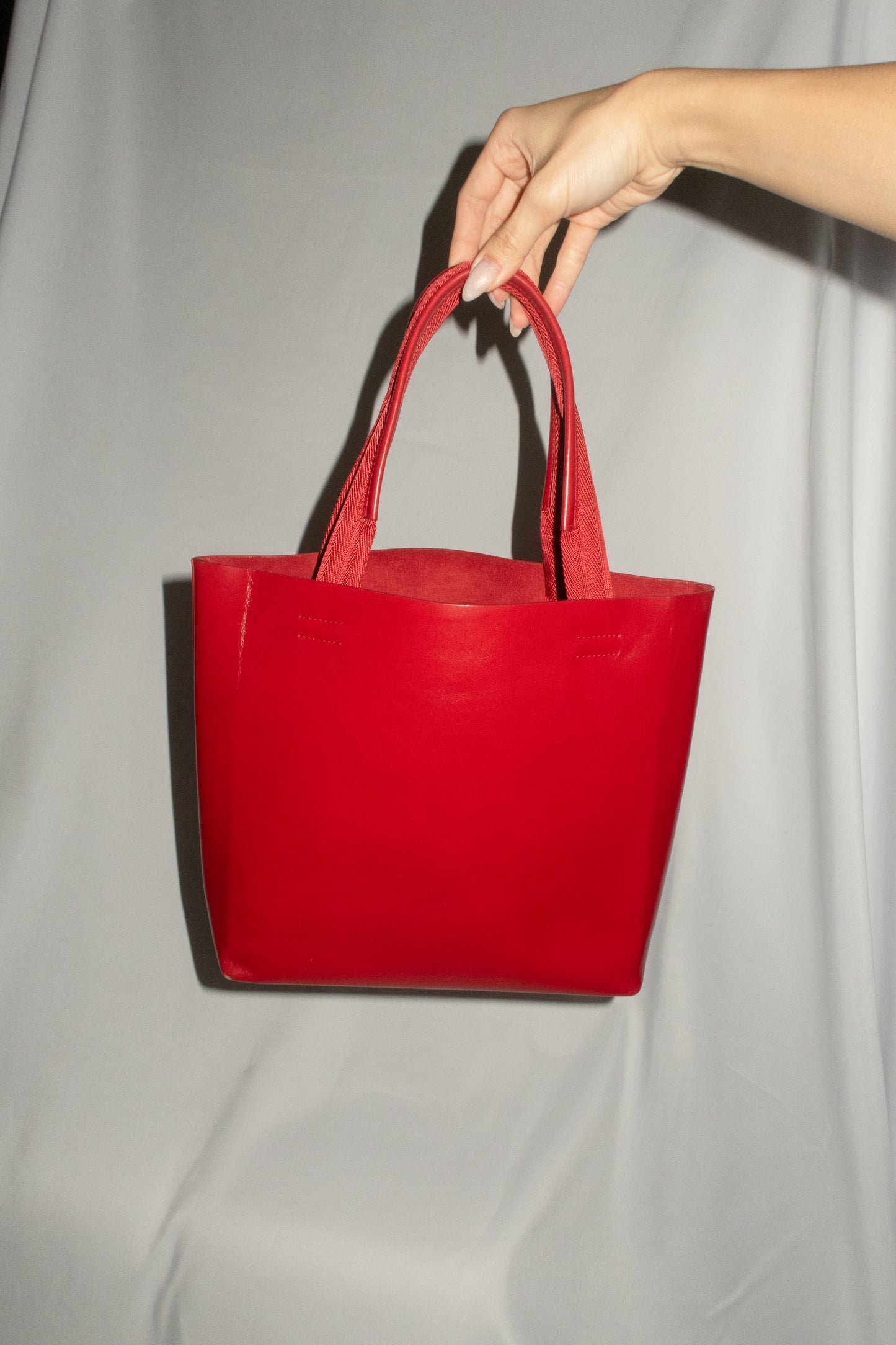 Prada Red Leather Tote Bag