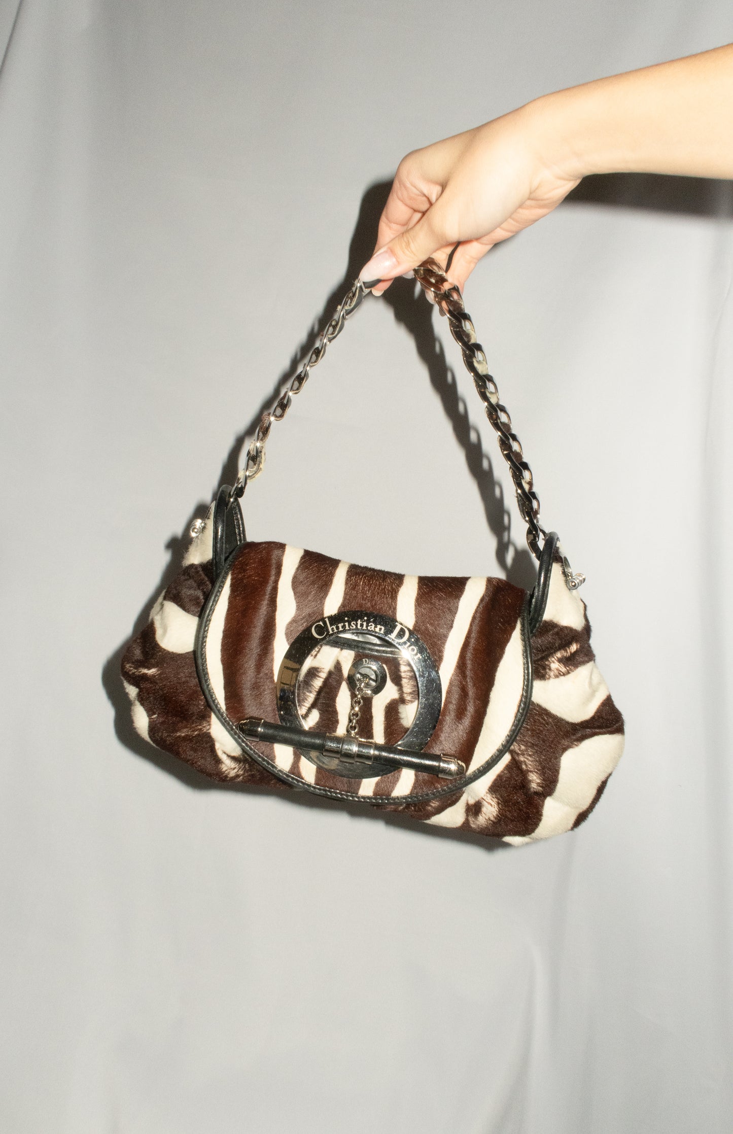 Christian Dior Jazz Club Pony Hair Zebra Print Shoulder Bag