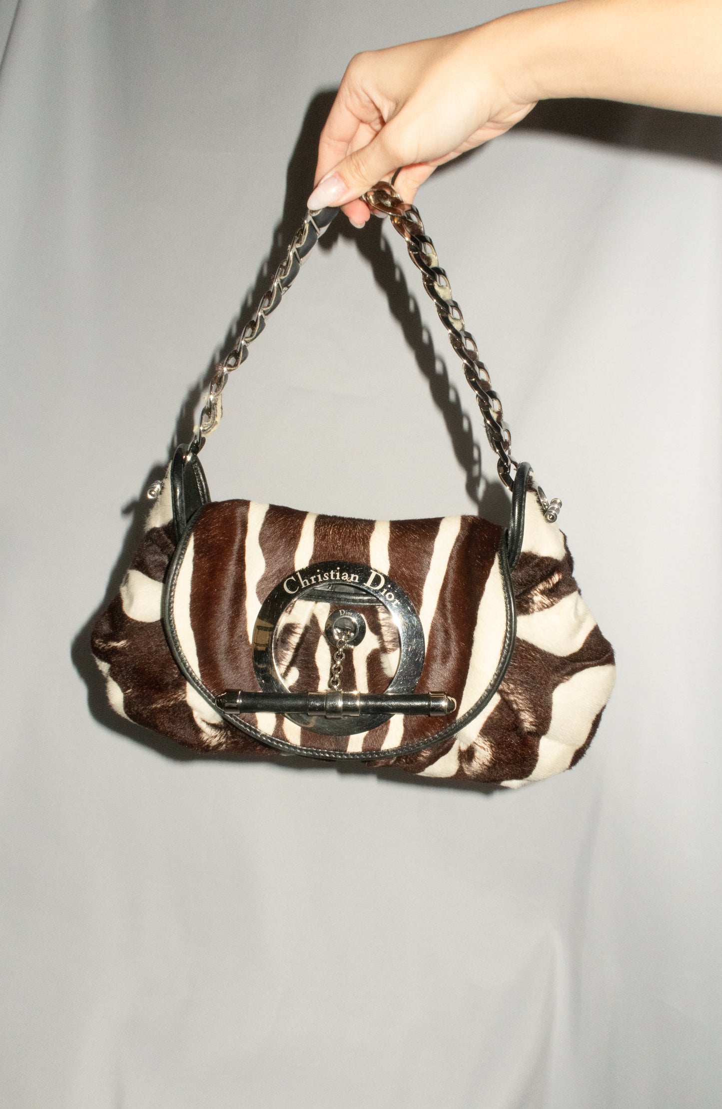 Christian Dior Jazz Club Pony Hair Zebra Print Shoulder Bag