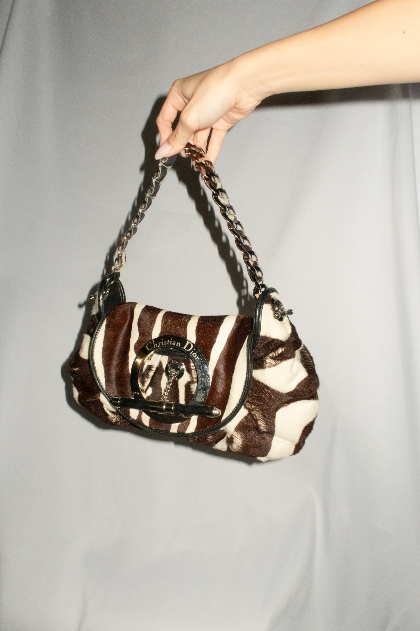 Christian Dior Jazz Club Pony Hair Zebra Print Shoulder Bag