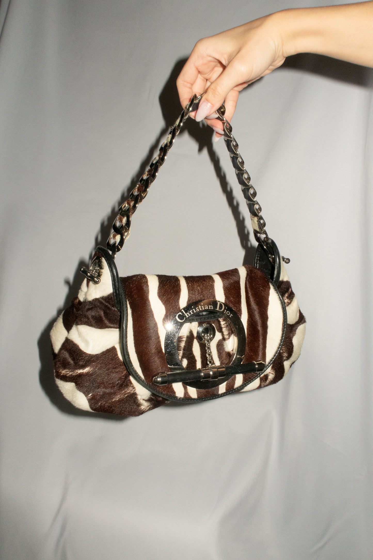 Christian Dior Jazz Club Pony Hair Zebra Print Shoulder Bag