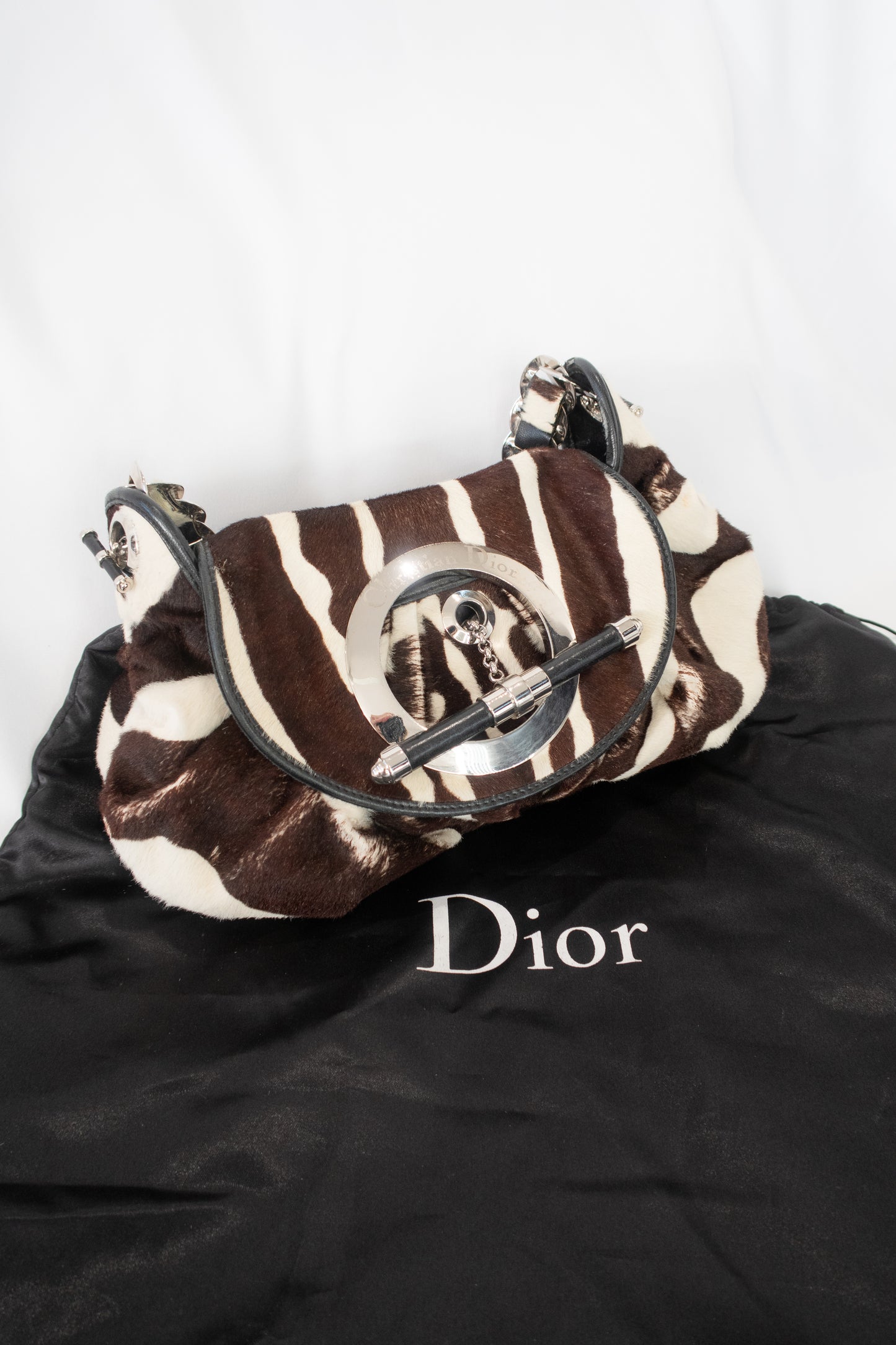 Christian Dior Jazz Club Pony Hair Zebra Print Shoulder Bag