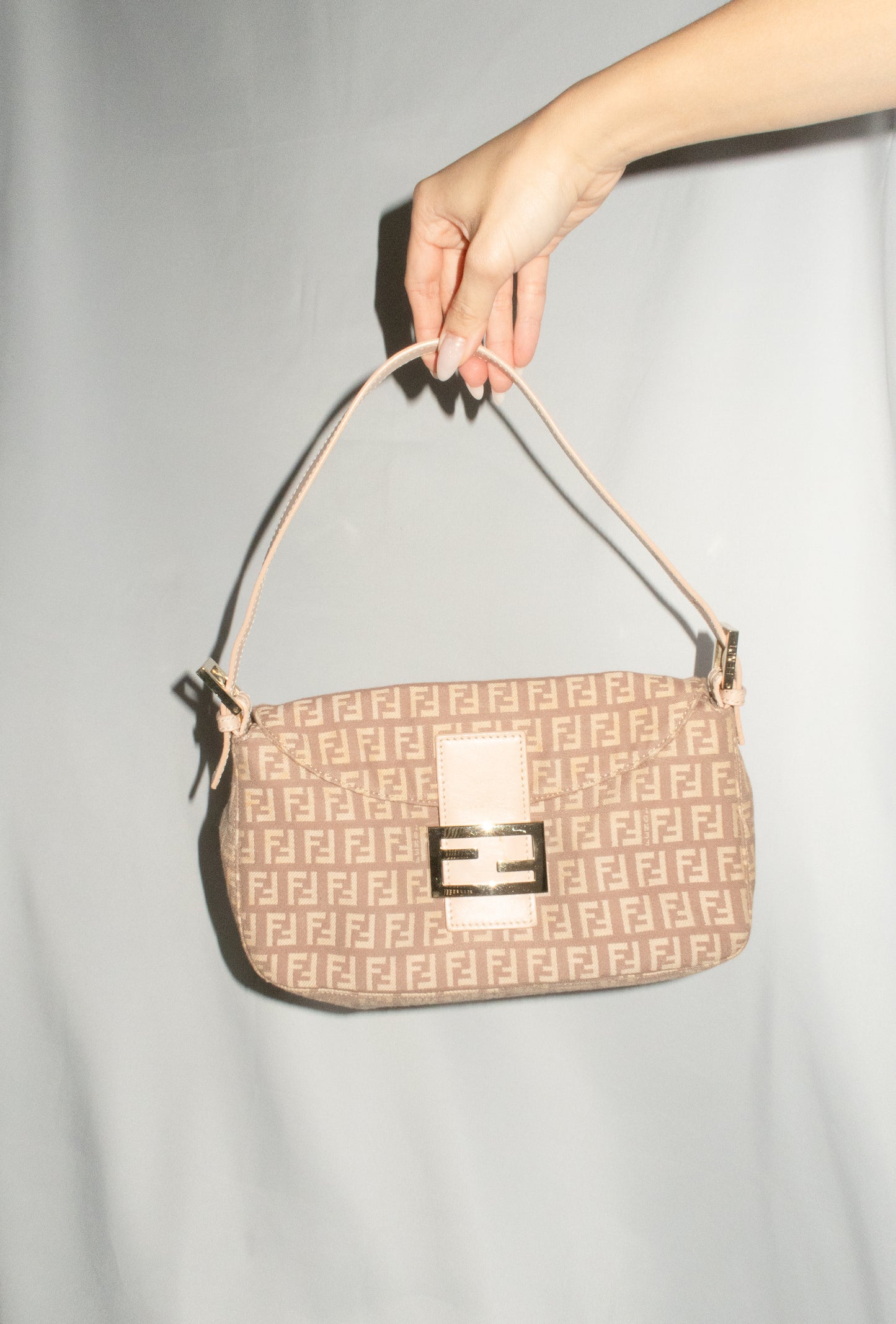 Fendi Zucchino Double Flap Baguette Bag