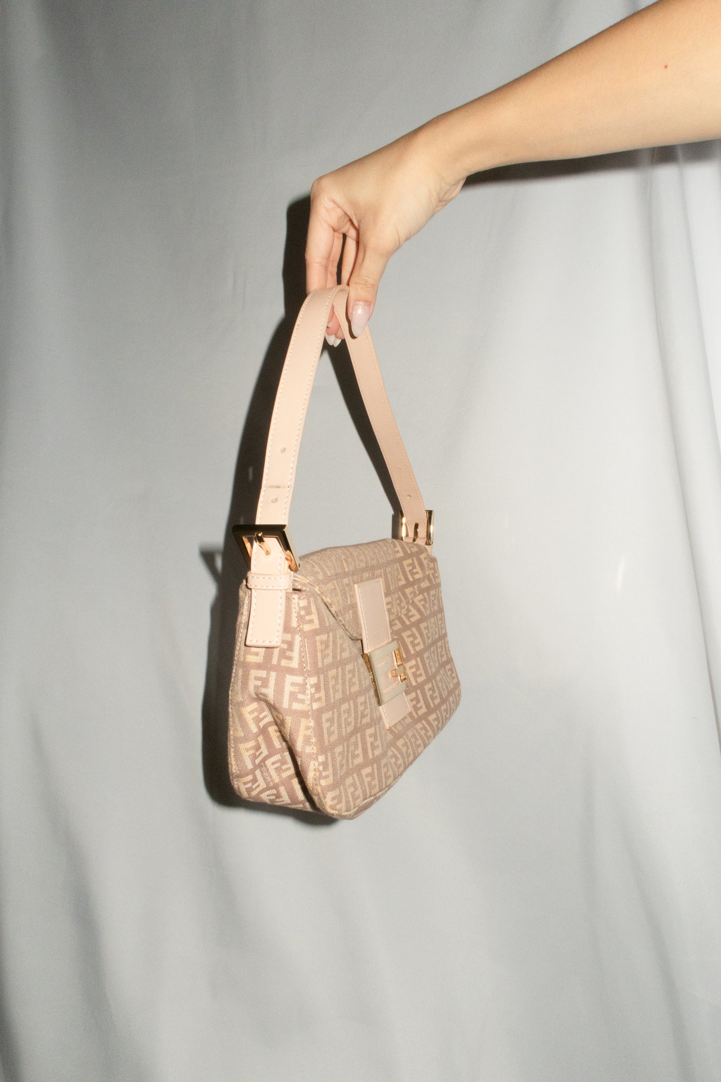 Fendi Zucchino Double Flap Baguette Bag