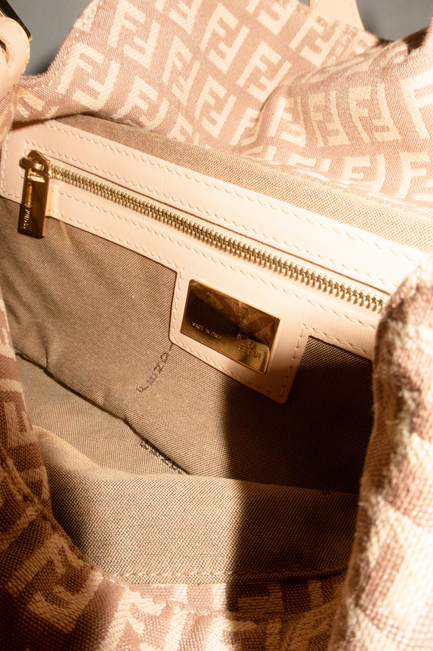 Fendi Zucchino Double Flap Baguette Bag