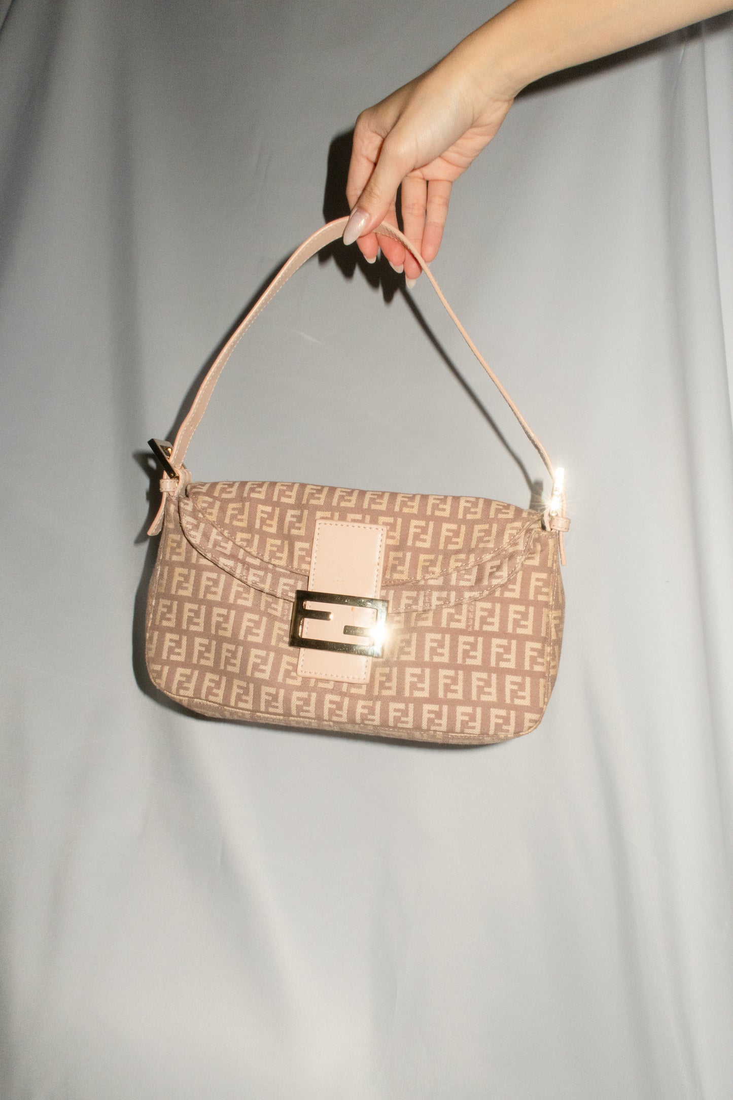 Fendi Zucchino Double Flap Baguette Bag
