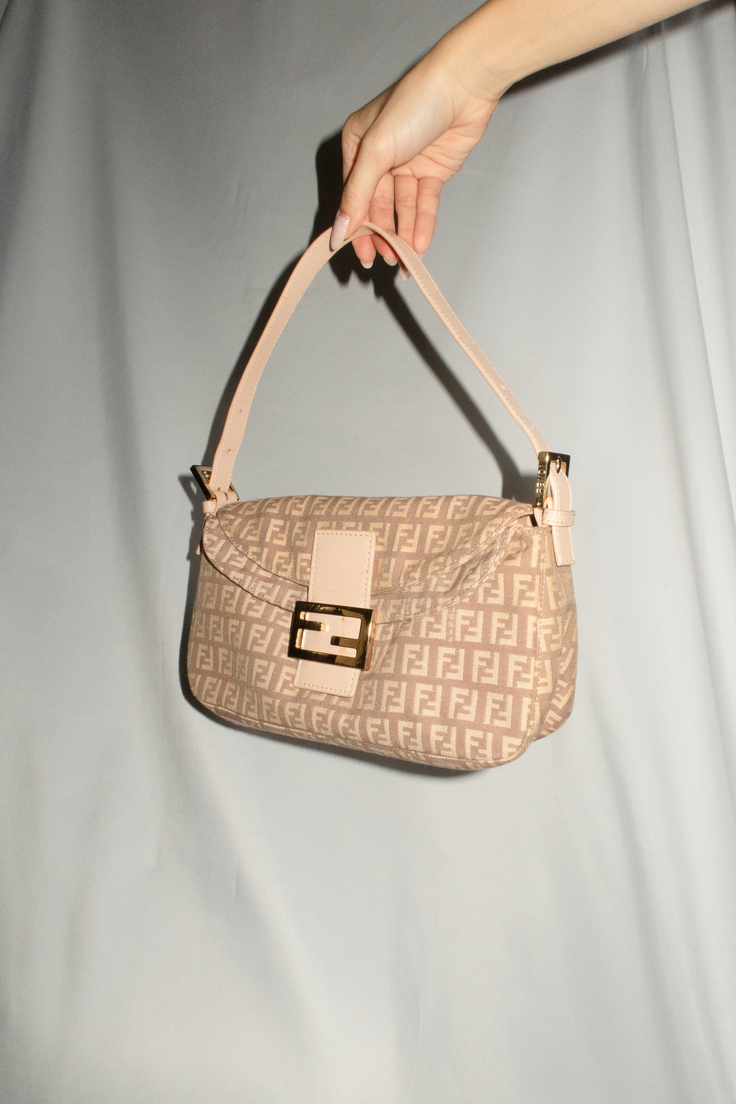 Fendi Zucchino Double Flap Baguette Bag