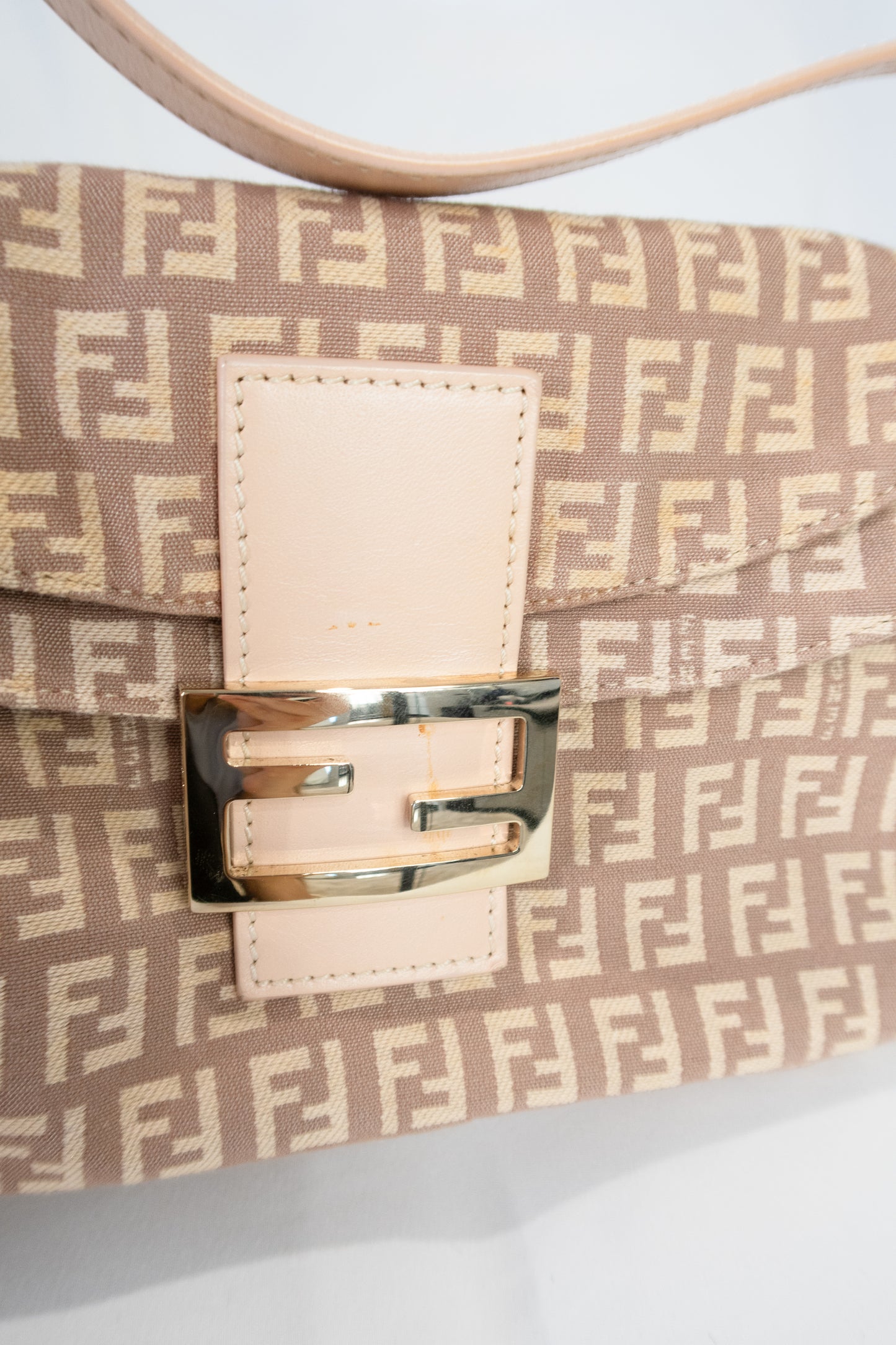 Fendi Zucchino Double Flap Baguette Bag