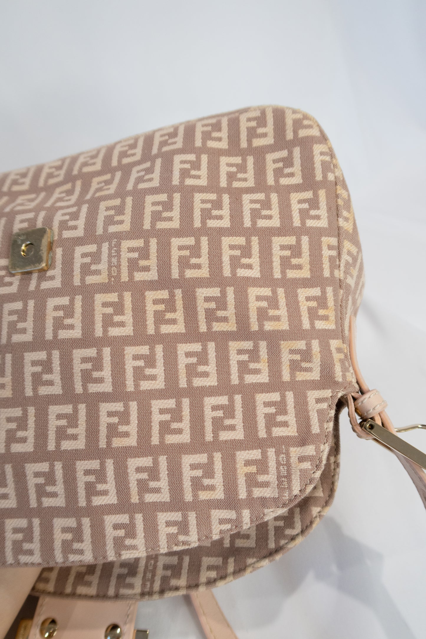 Fendi Zucchino Double Flap Baguette Bag