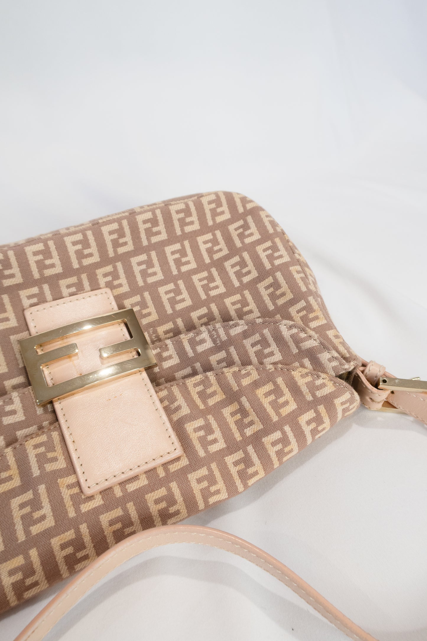 Fendi Zucchino Double Flap Baguette Bag