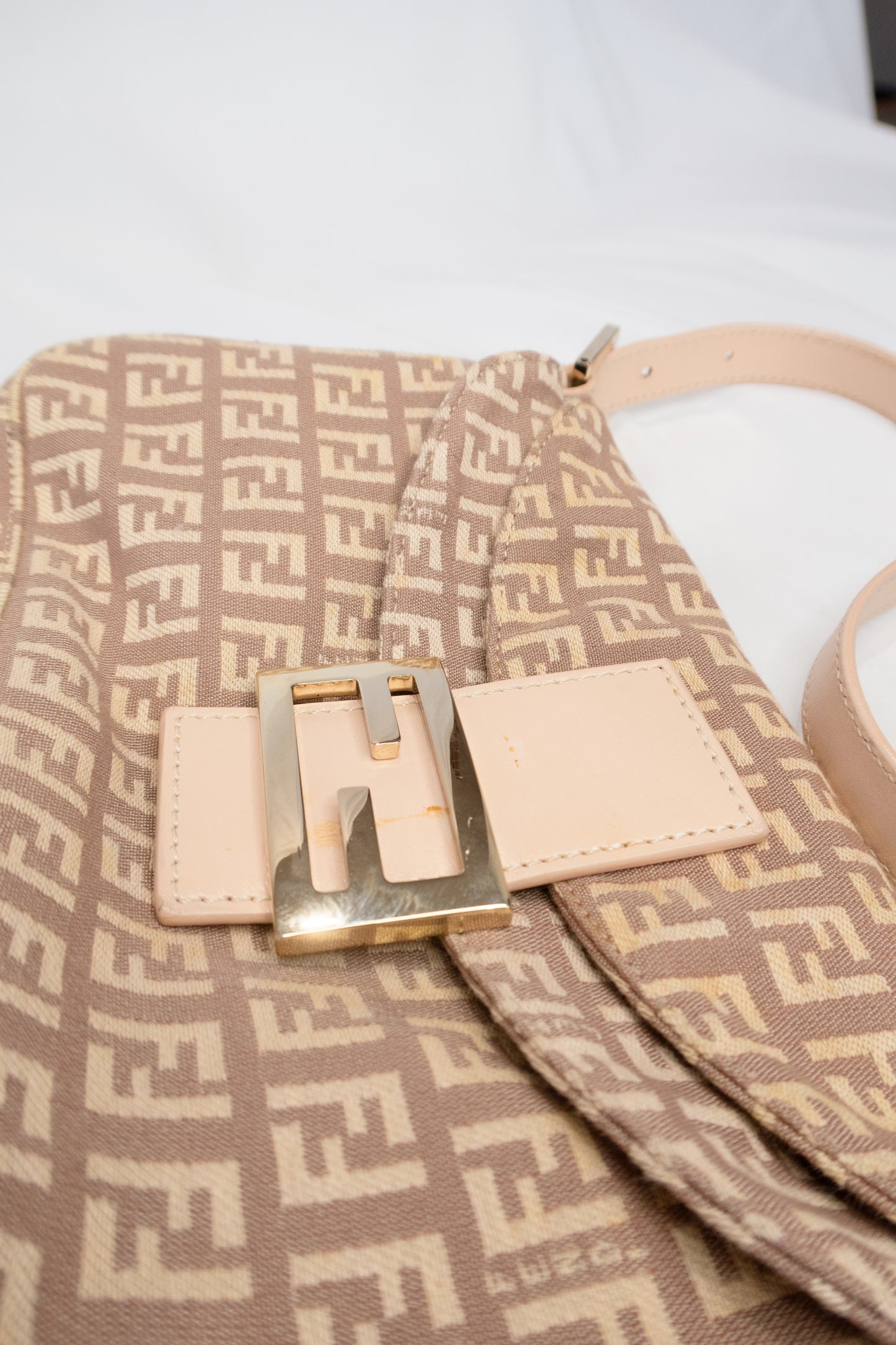 Fendi Zucchino Double Flap Baguette Bag