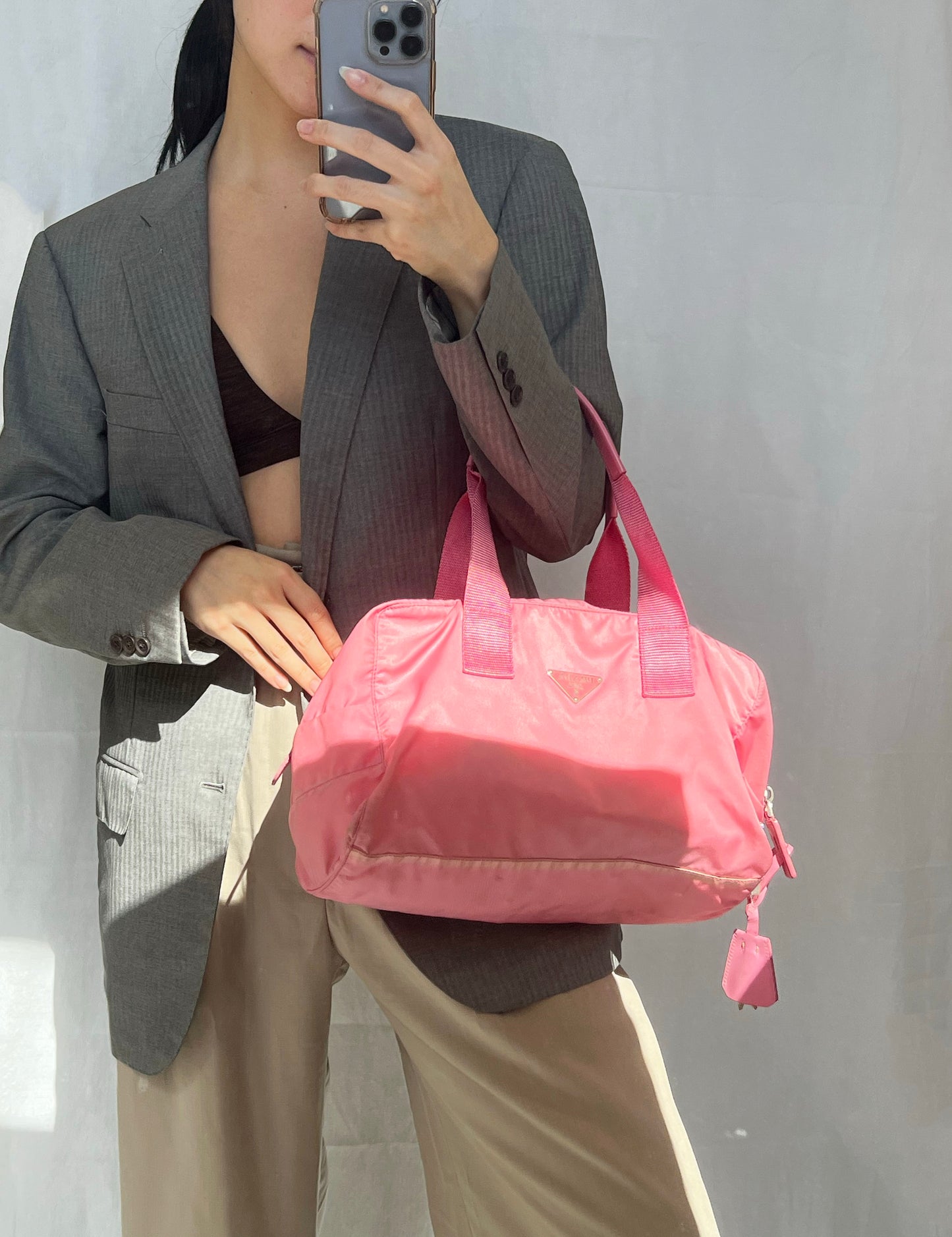 Prada Pink Nylon Shoulder Bag