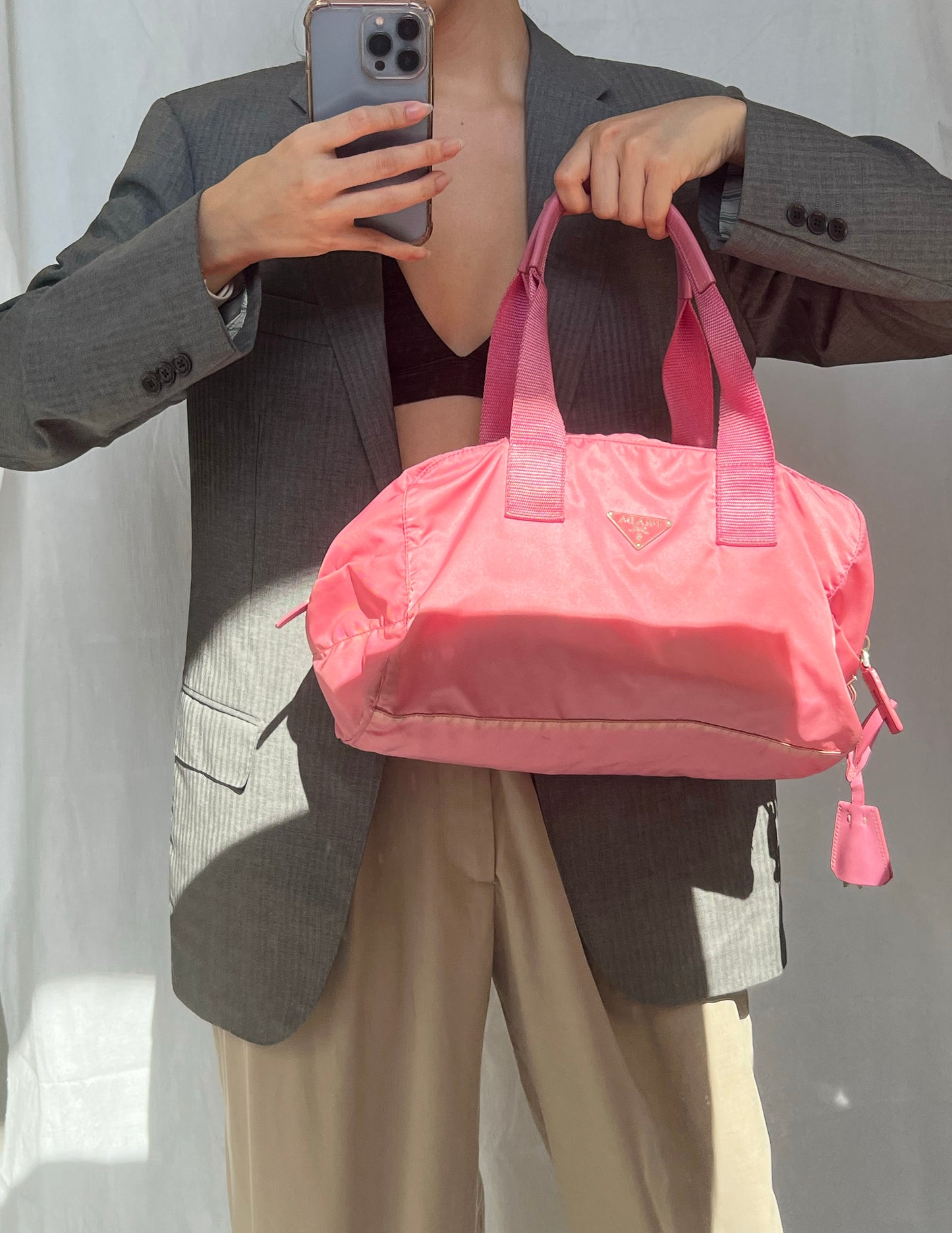 Prada Pink Nylon Shoulder Bag
