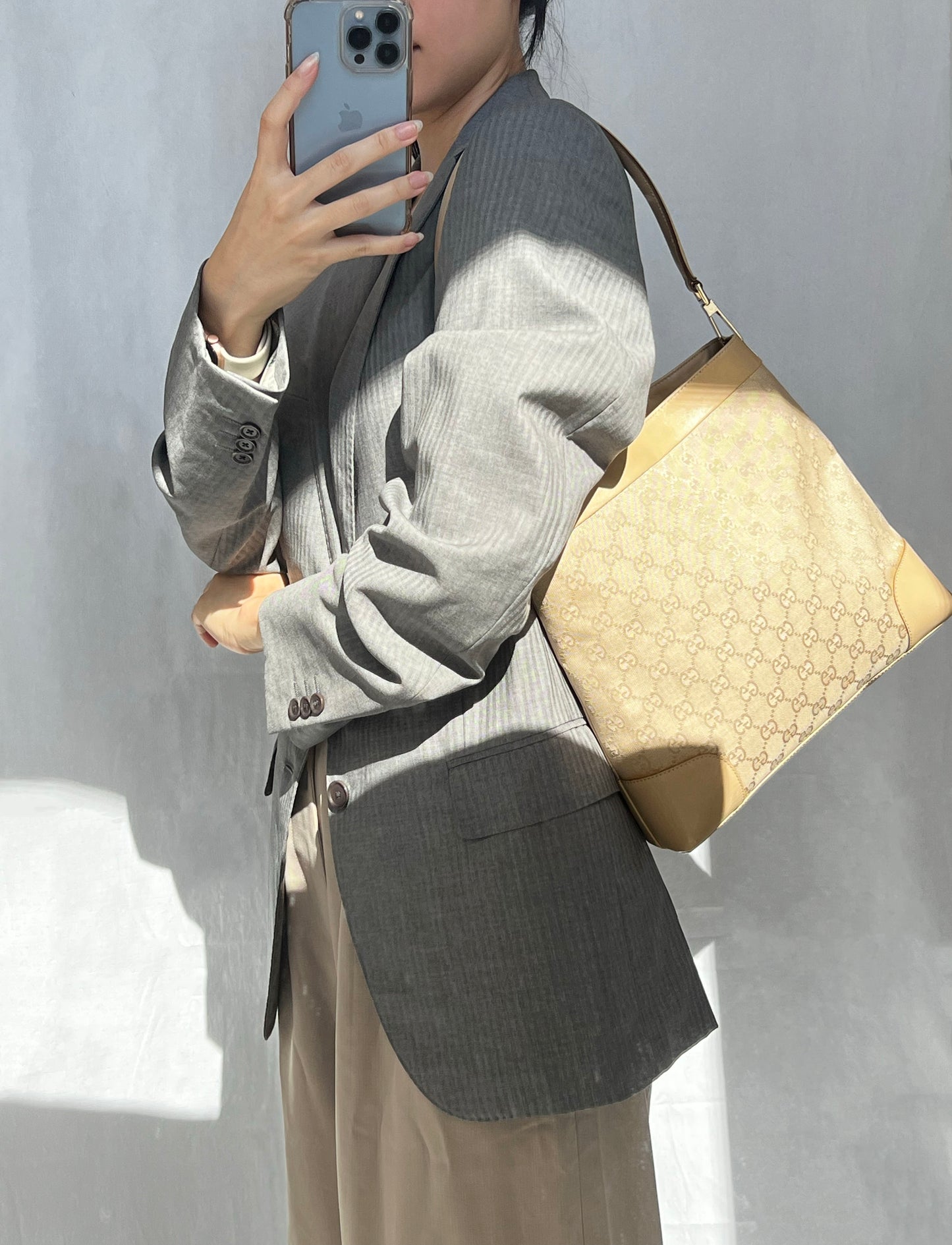 Gucci One Shoulder Canvas Tote