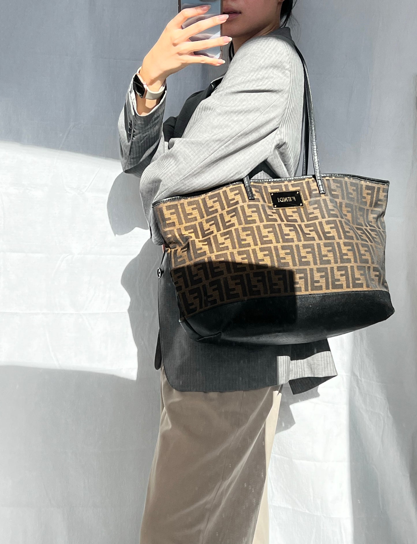 Fendi Zucca Monogram Shopper Tote Bag