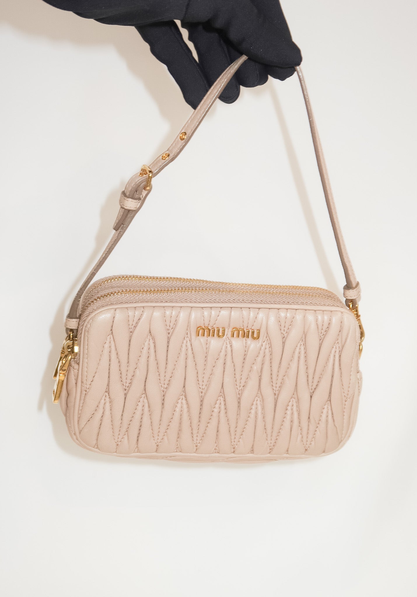Miu Miu Matelassé Double Zip Pochette Mini Clutch Loop Vault