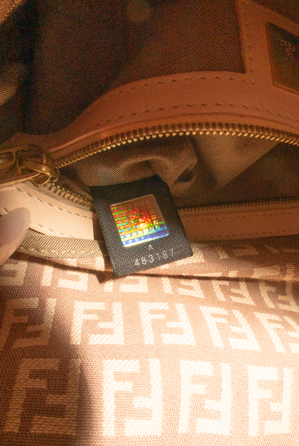 Fendi Zucchino Double Flap Baguette Bag