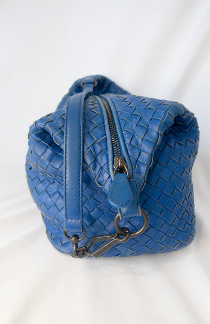 Bottega Veneta Blue Intrecciato Zip Hobo Shoulder Bag