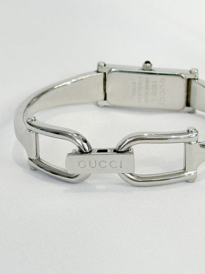 Gucci Blue Mother Of Pearl Horsebit Bangle Watch