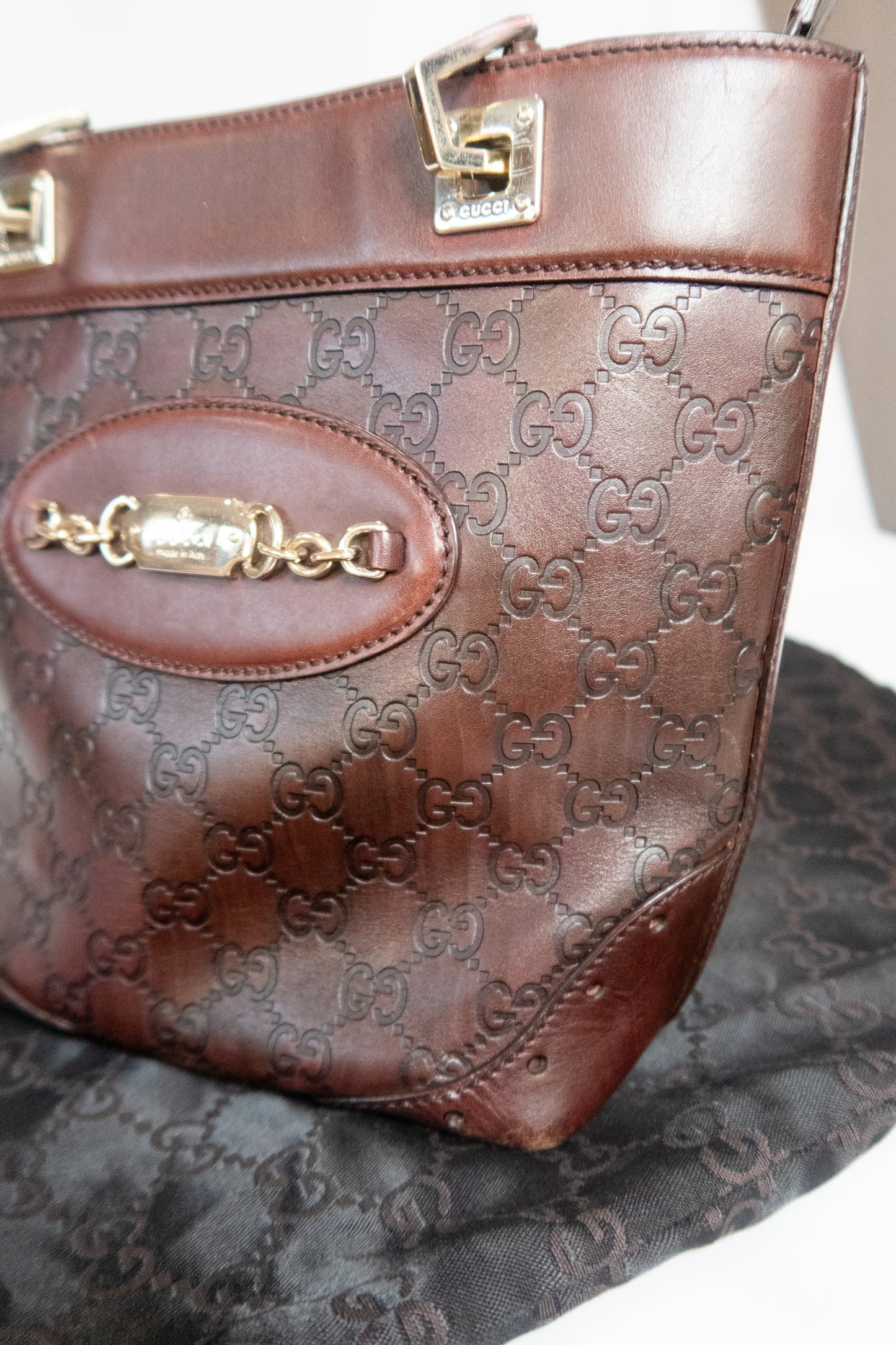 Gucci Guccissima Punch Leather Tote Bag