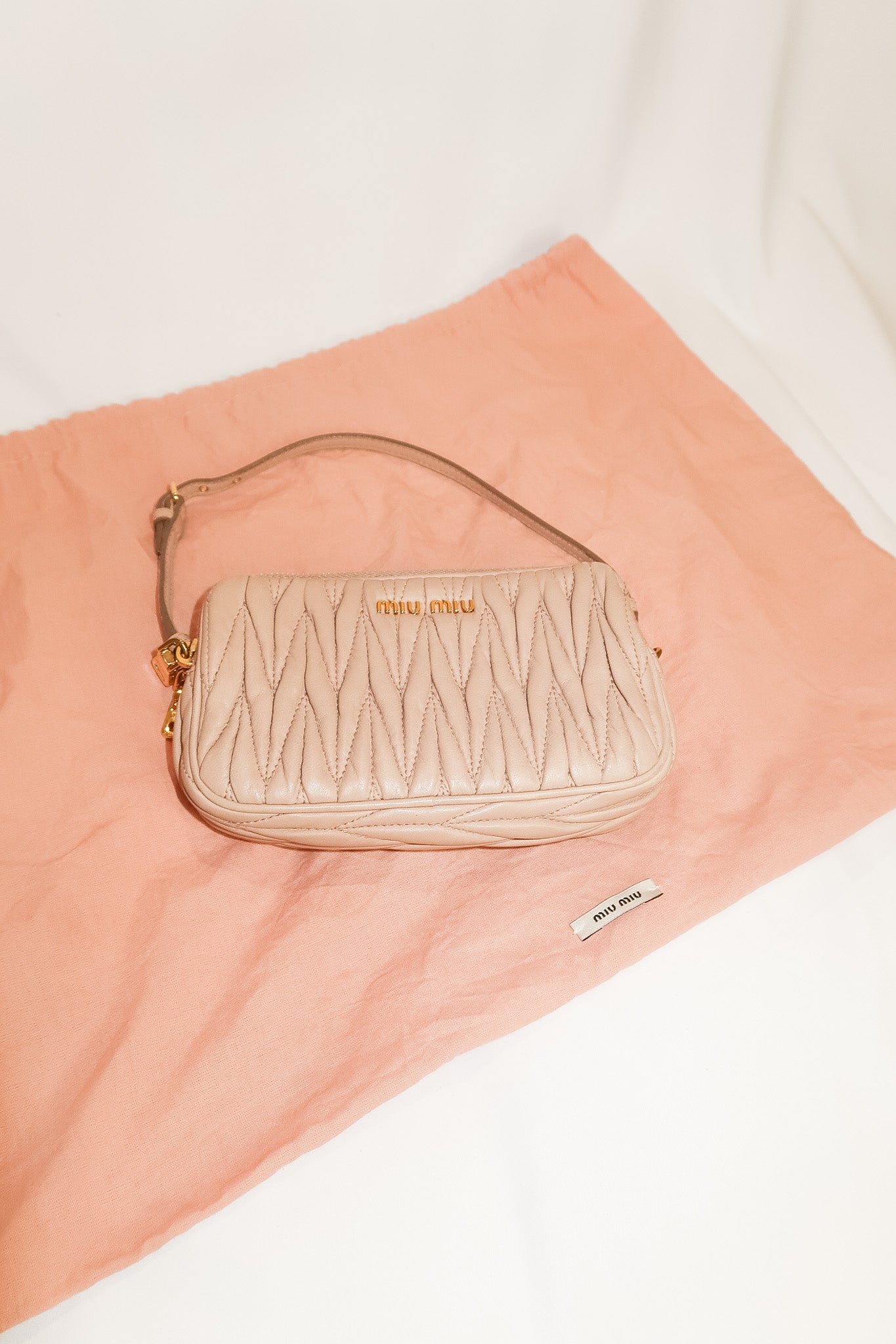 Miu Miu Matelassé Double Zip Pochette Mini Clutch