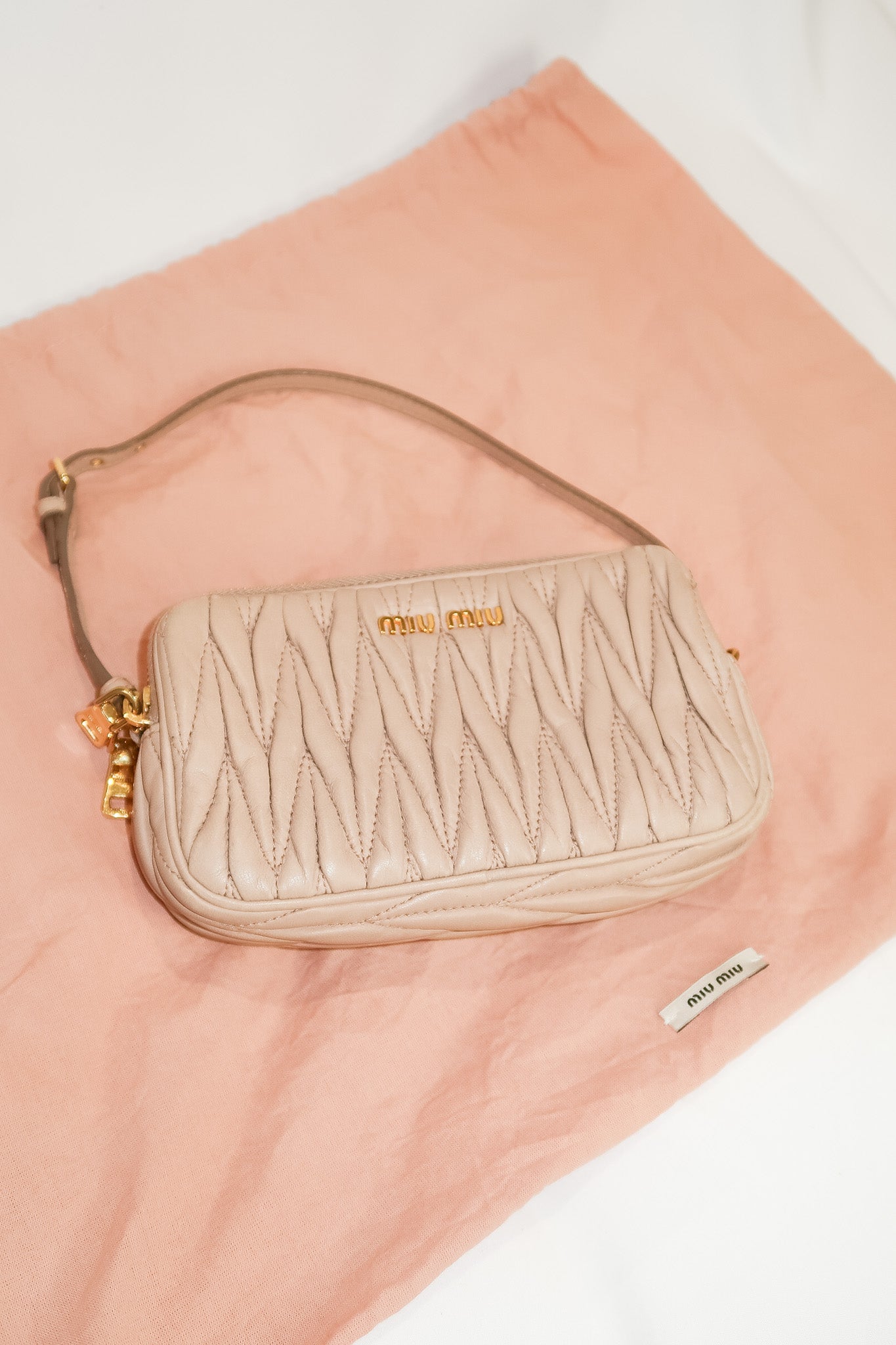 Miu Miu Matelassé Double Zip Pochette Mini Clutch