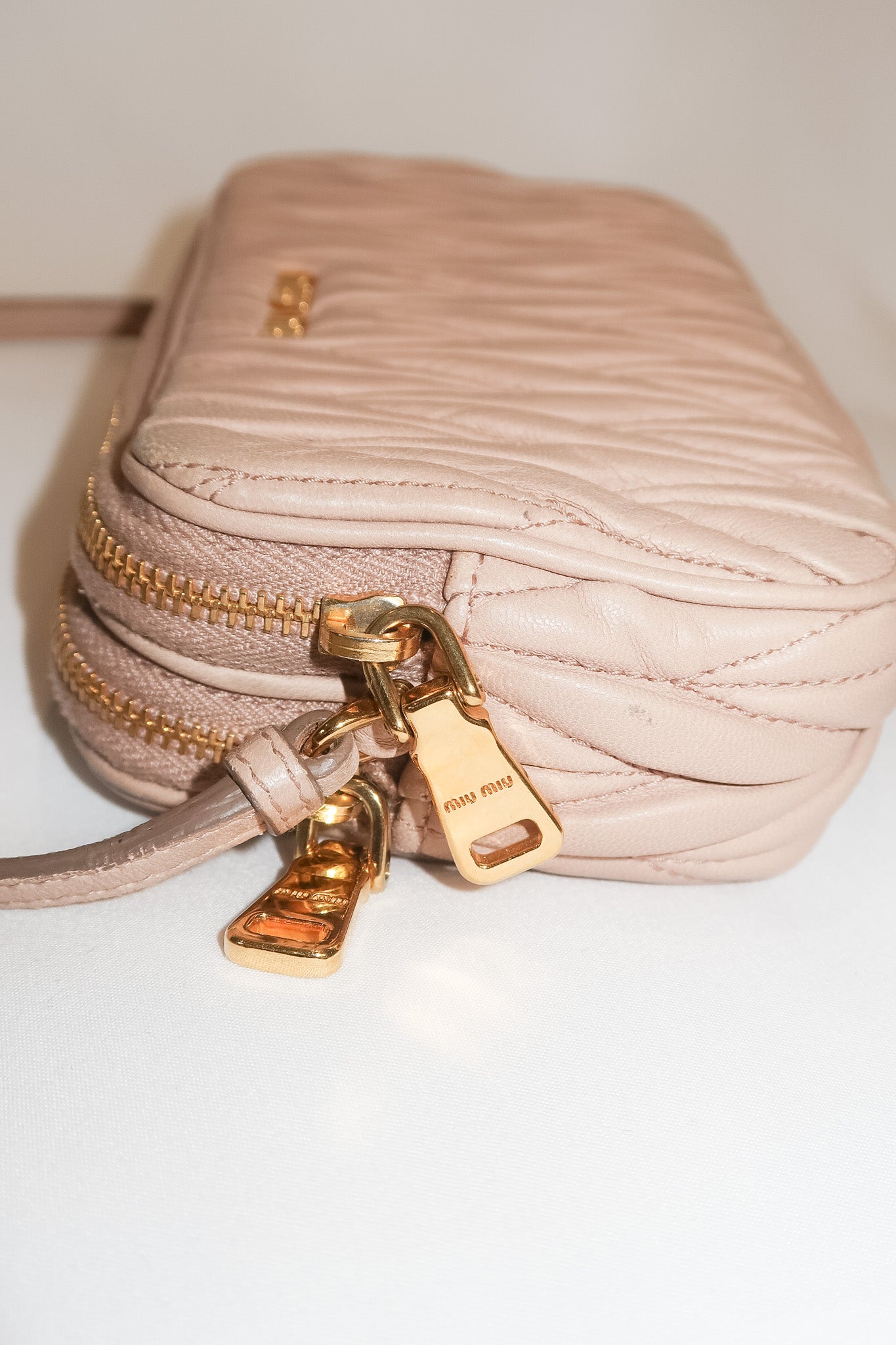 Miu Miu Matelassé Double Zip Pochette Mini Clutch