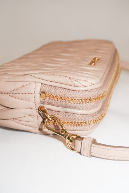 Miu Miu Matelassé Double Zip Pochette Mini Clutch