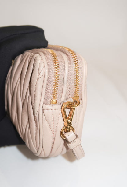 Miu Miu Matelassé Double Zip Pochette Mini Clutch