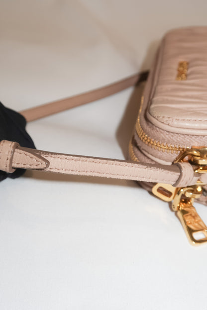 Miu Miu Matelassé Double Zip Pochette Mini Clutch