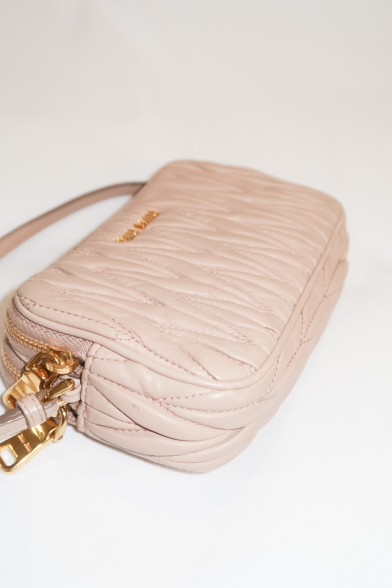 Miu Miu Matelassé Double Zip Pochette Mini Clutch