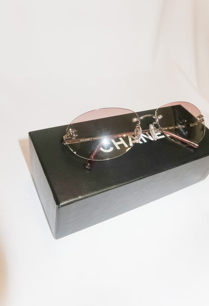 Chanel Pink Rimless Sunglasses