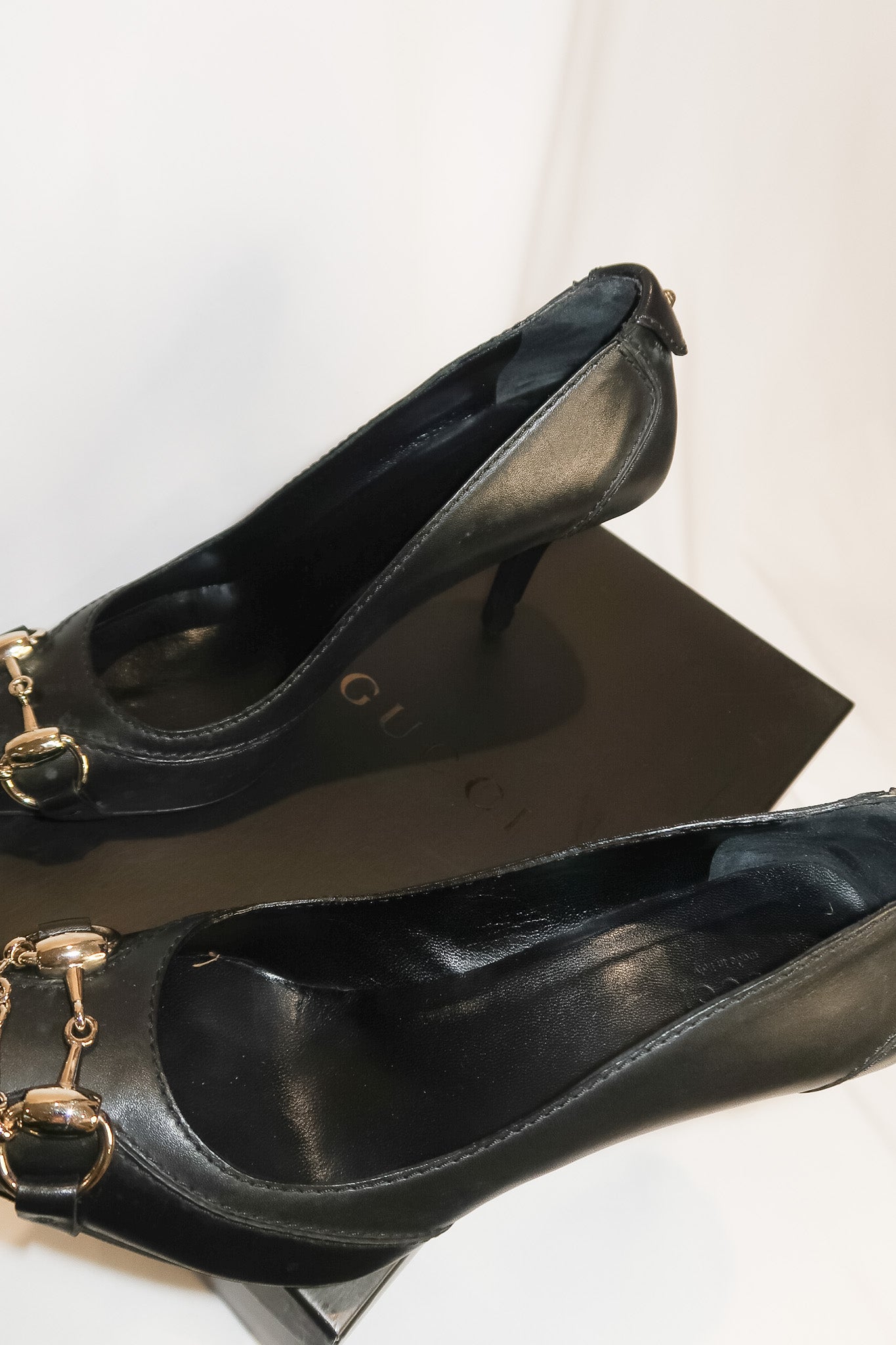 Gucci Black Leather Horsebit Heels Size 37