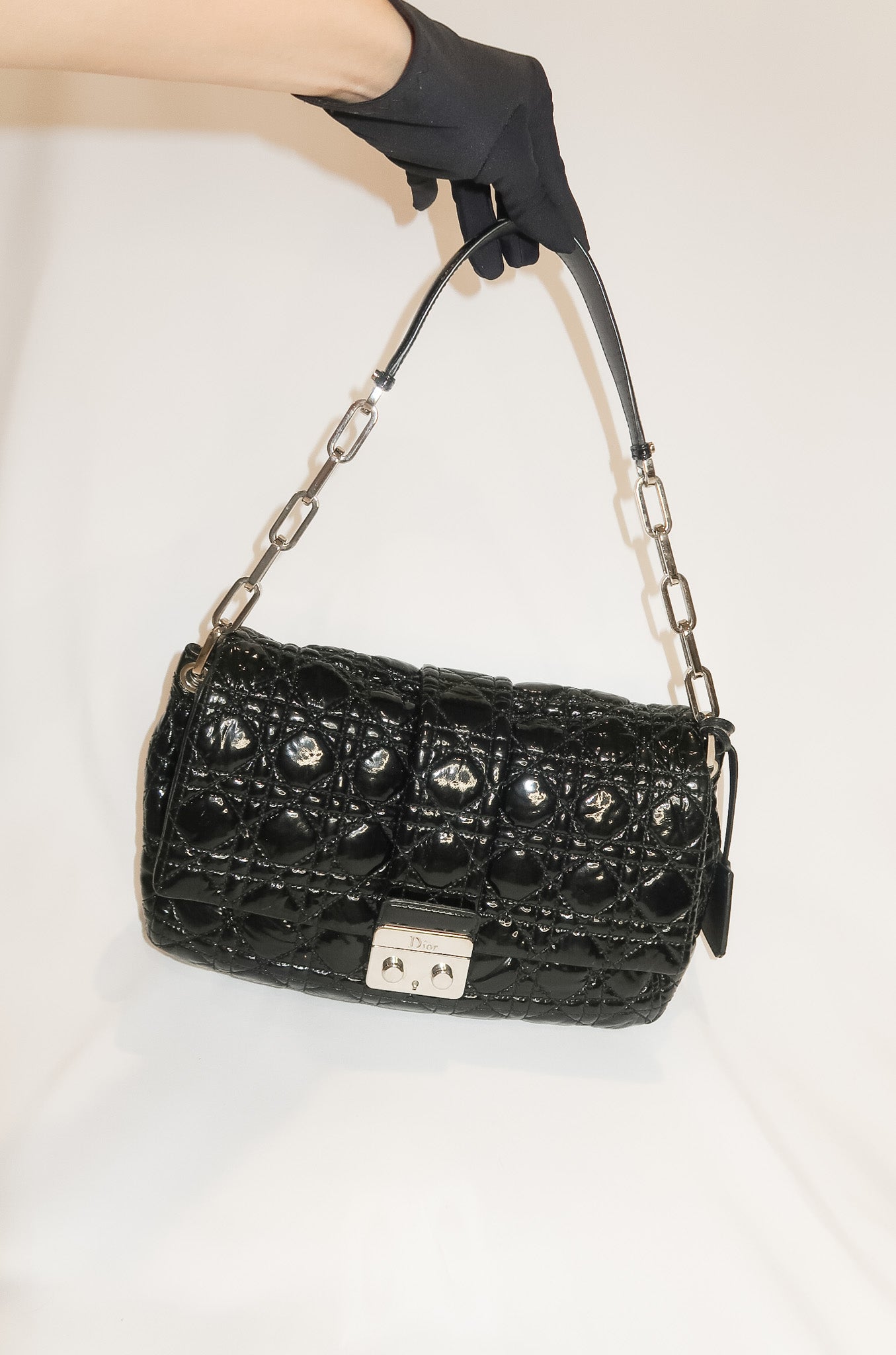 Christian Dior Black Cannage New Lock Flap Shoulder Bag