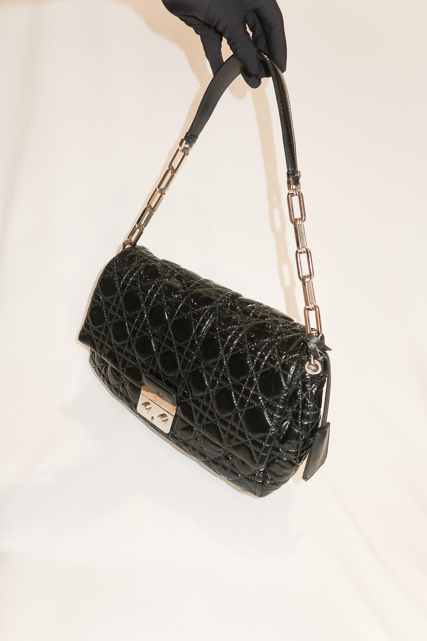 Christian Dior Black Cannage New Lock Flap Shoulder Bag